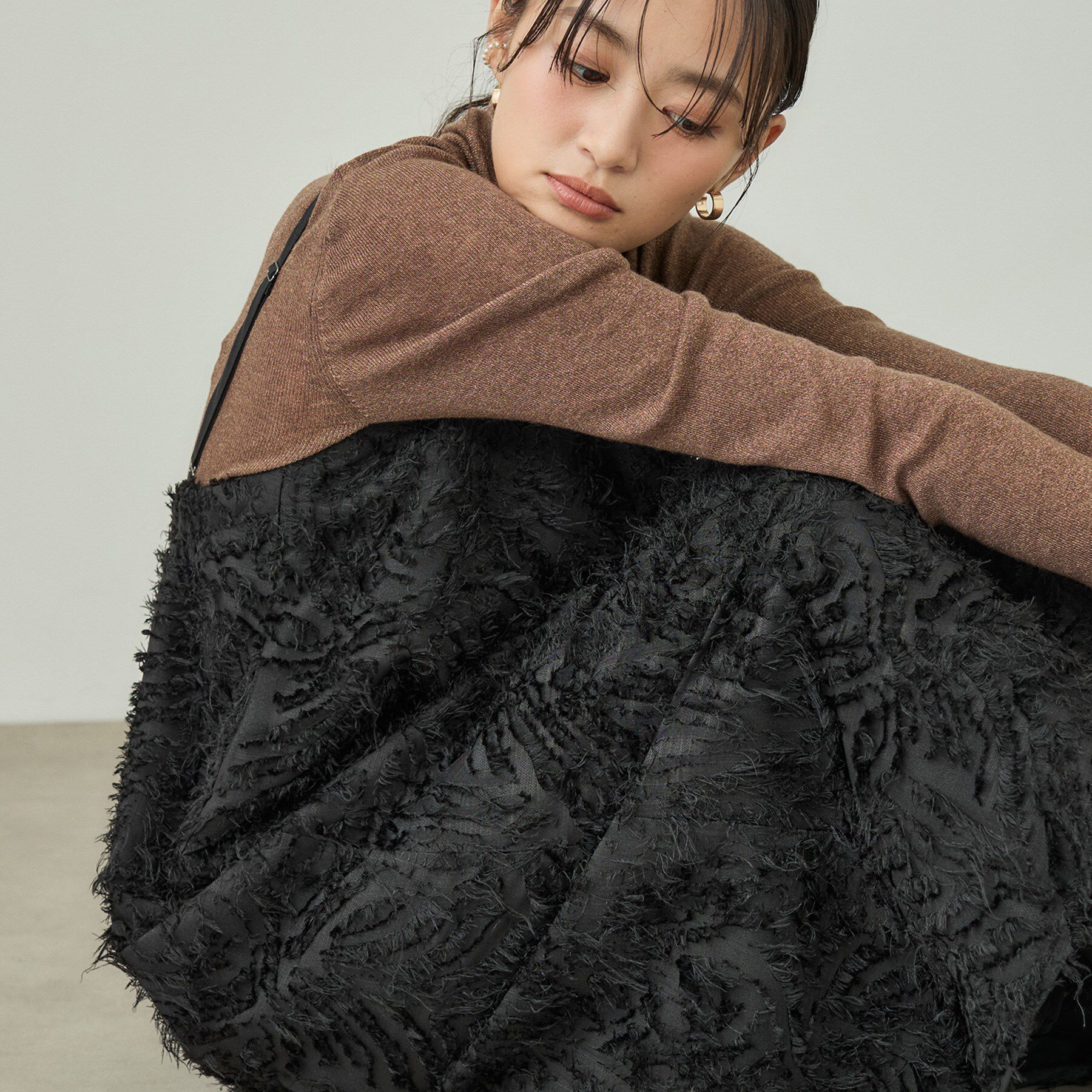 INDIVI「【トレンド素材】シアーカットジャカード キャミワンピース」|ワンピース|