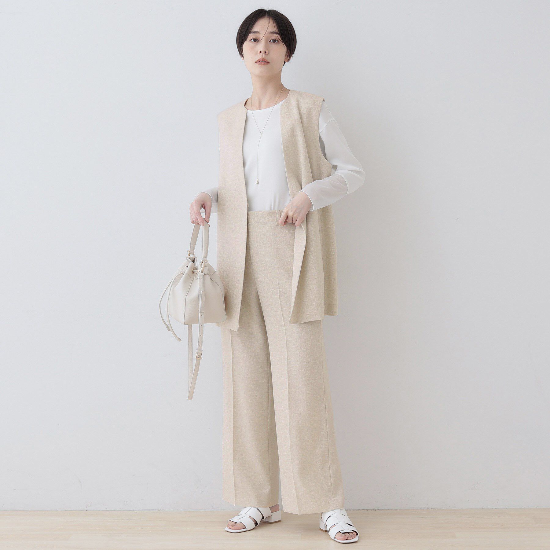 INDIVI「【こなれSETUP】リネンライクワイドパンツ」|その他|