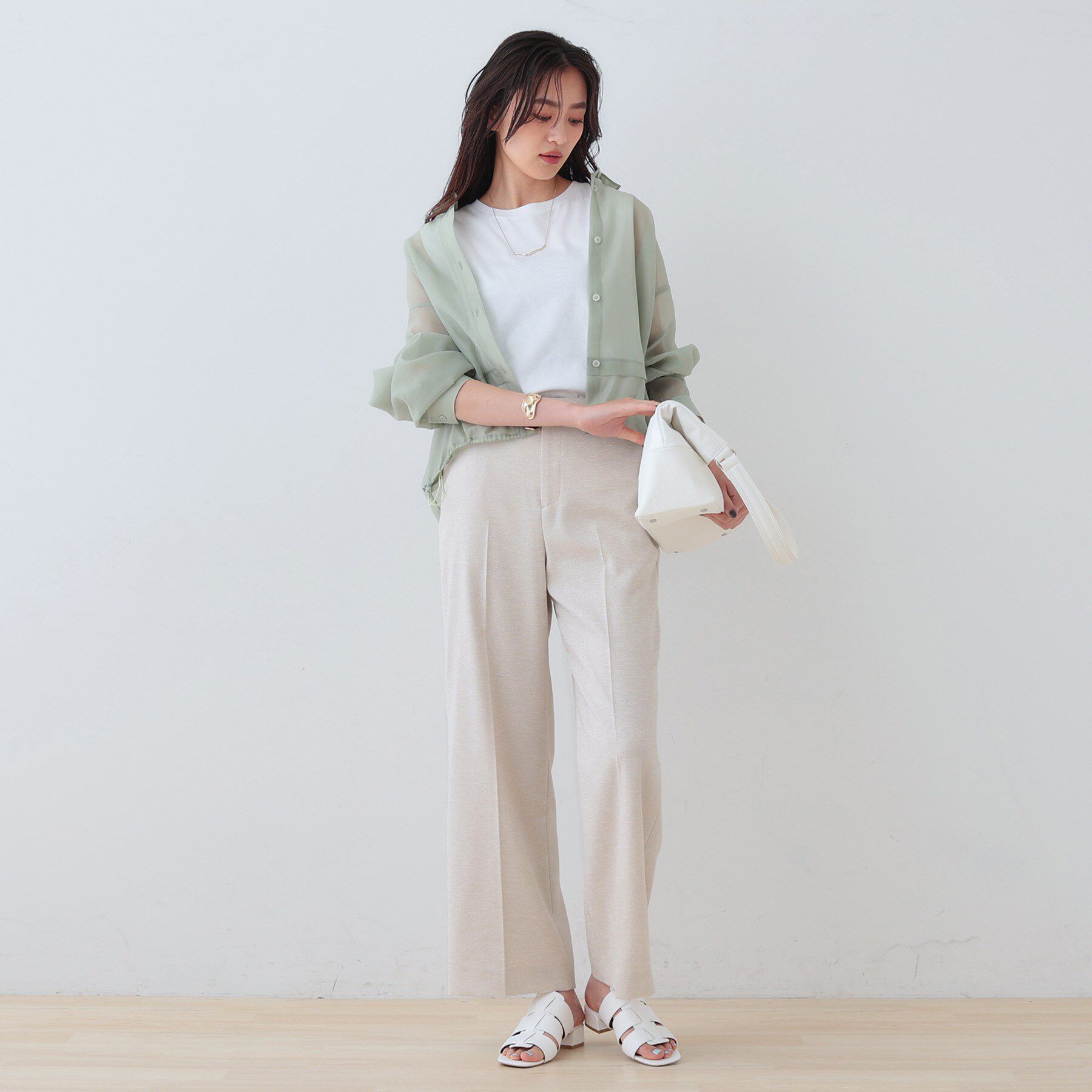 INDIVI「【こなれSETUP】リネンライクワイドパンツ」|その他|