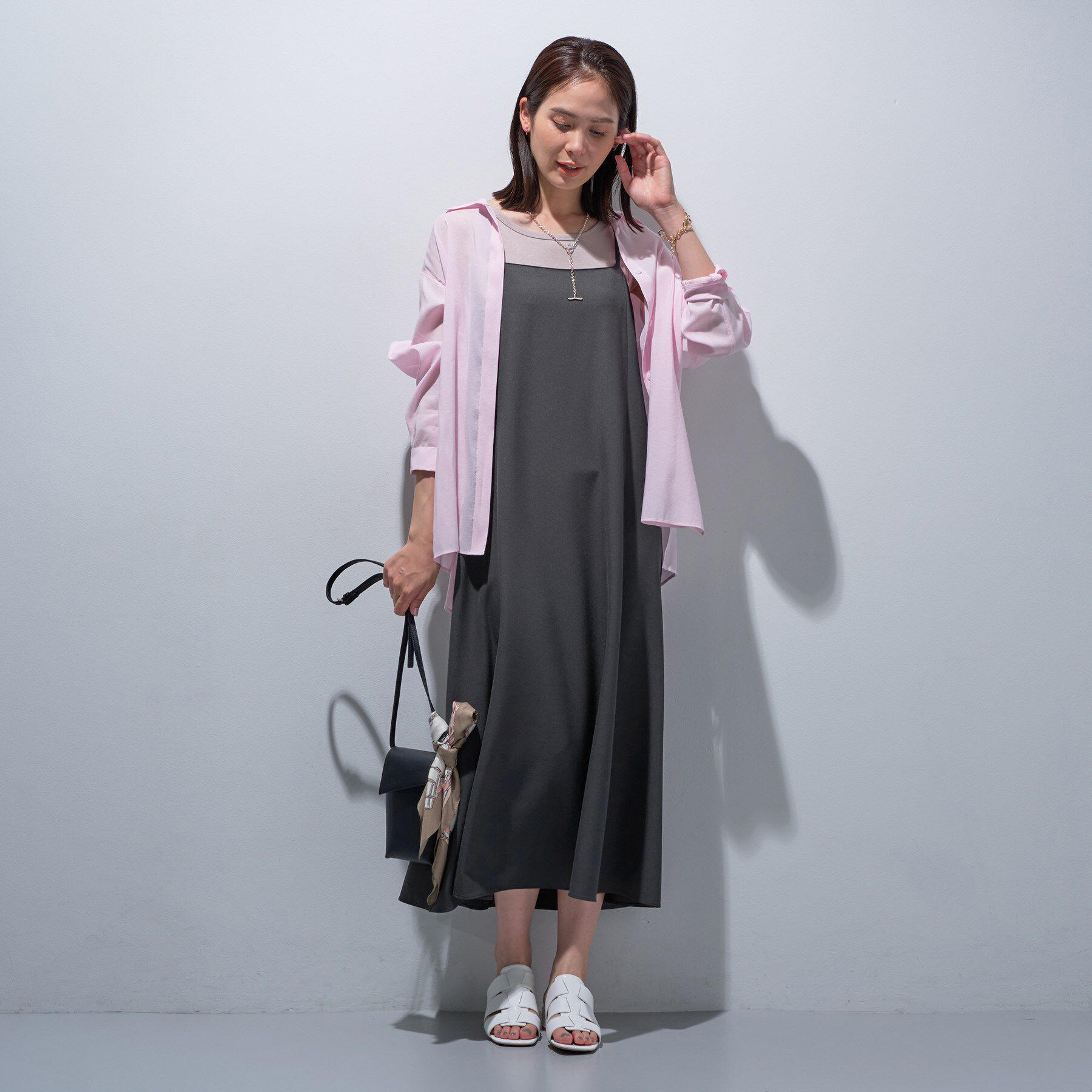 INDIVI「【UVケア】エアリージョーゼット キャミワンピース」|ワンピース|