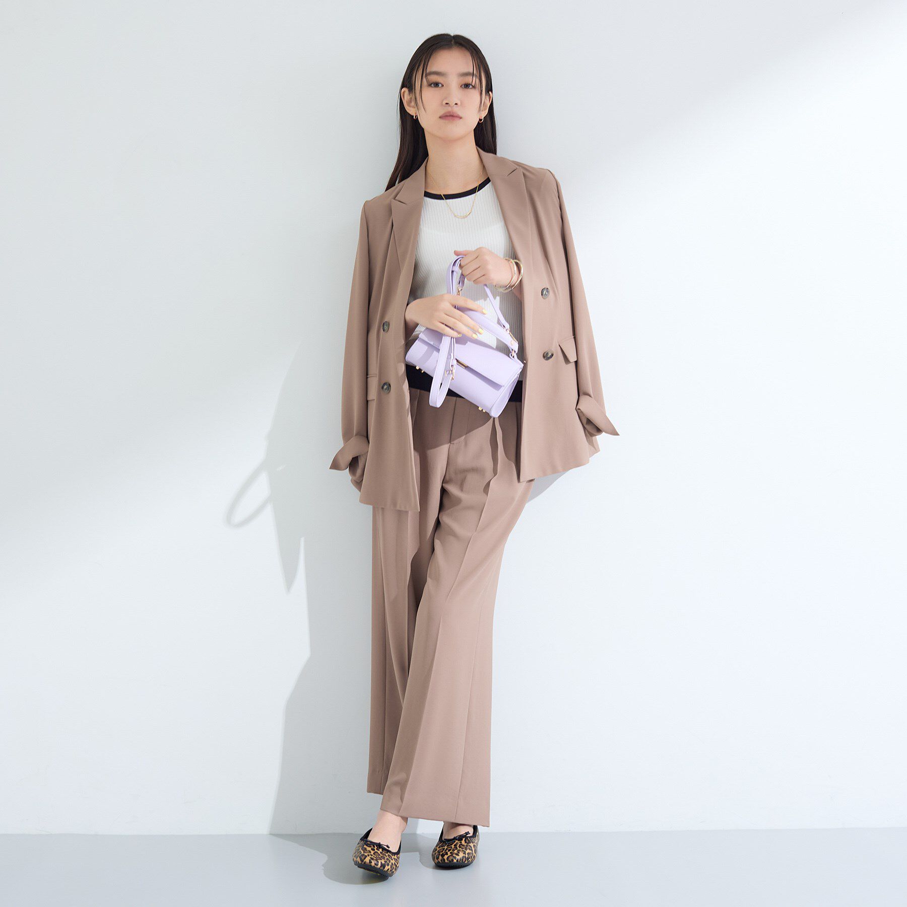 INDIVI「【インナーで活躍／アンサンブル】クルーネック半袖ニット」|ニット・セーター|