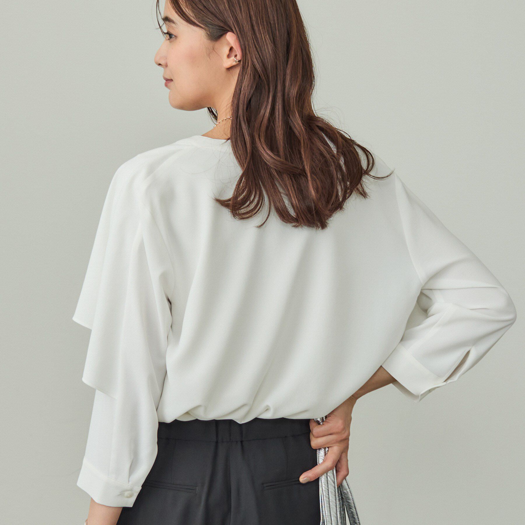 INDIVI「【羽織りとしても活躍！】ケープカラーブラウス」|シャツ・ブラウス|