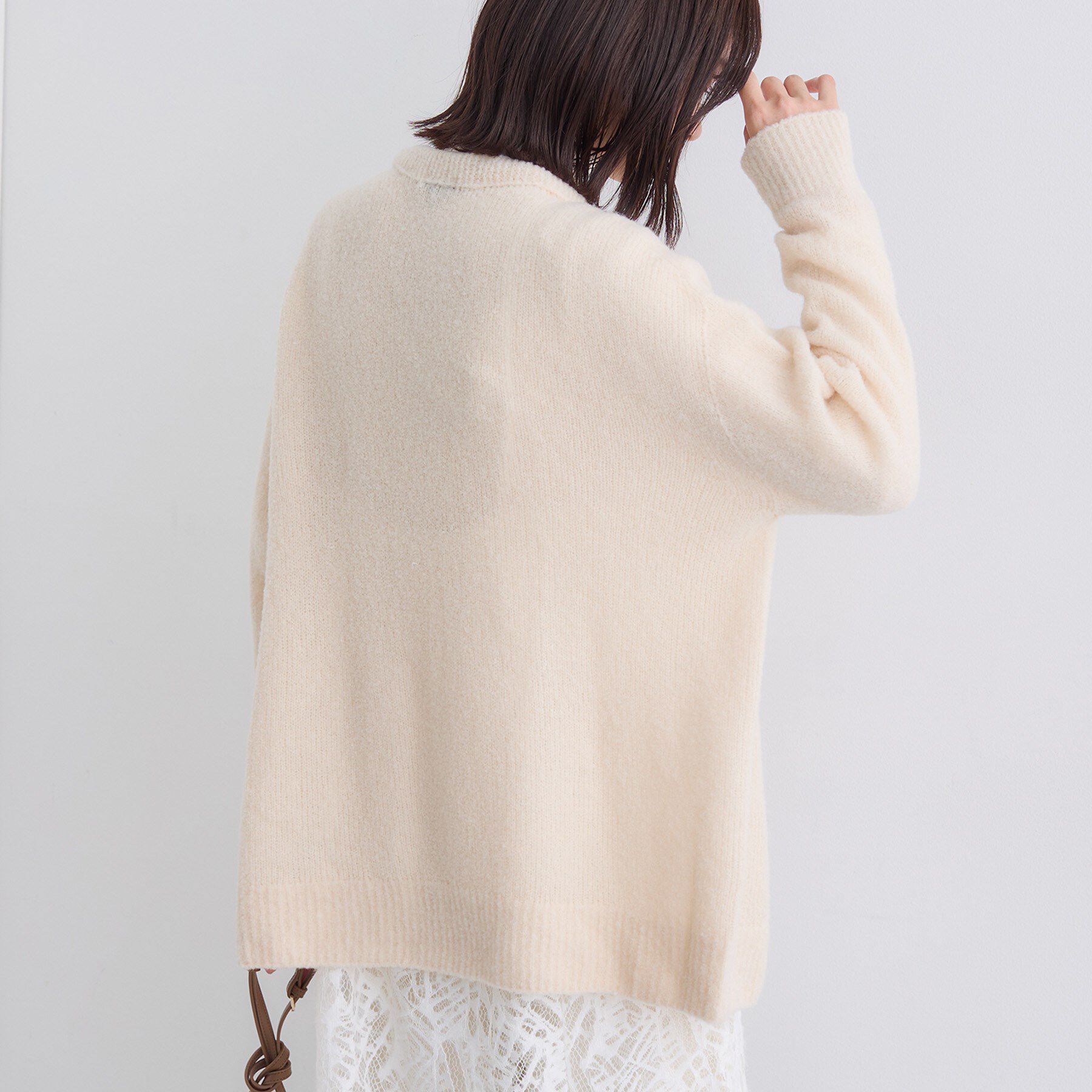 INDIVI「【エアリー素材】ブークレ着流しニットカーディガン」|カーディガン|