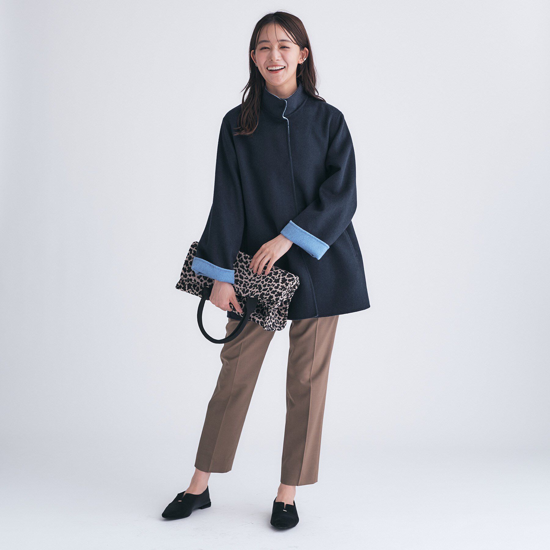 INDIVI「【配色デザイン／ミドル丈】ウールリバー テントラインコート」|その他|