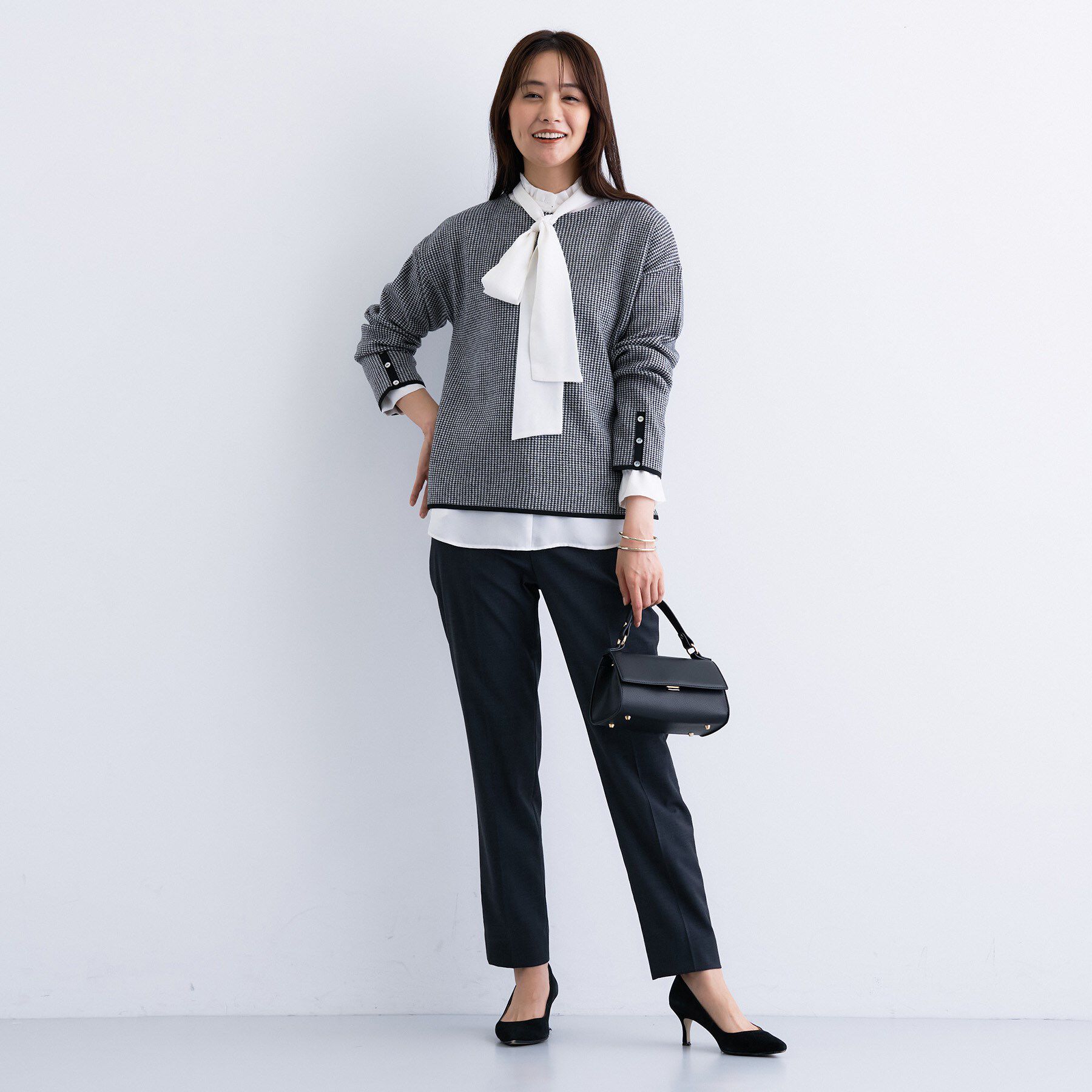 INDIVI「【洗える／SETUP可能】ジャカードボートネックニット」|ニット・セーター|