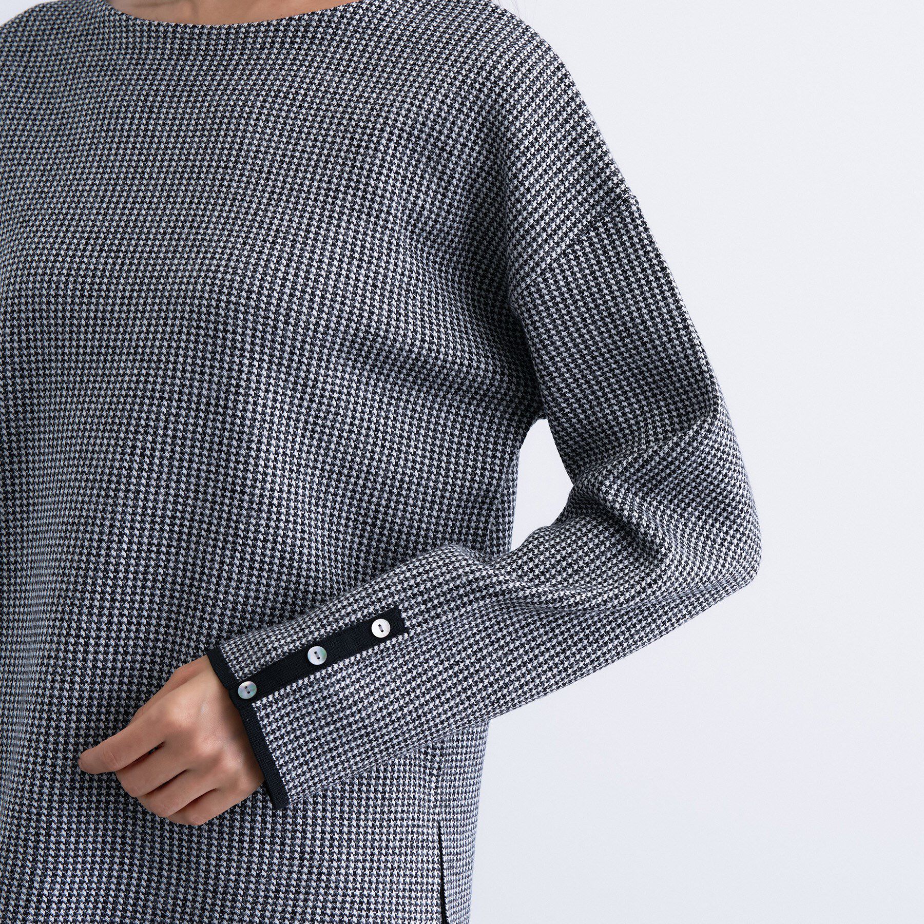 INDIVI「【洗える／SETUP可能】ジャカードボートネックニット」|ニット・セーター|