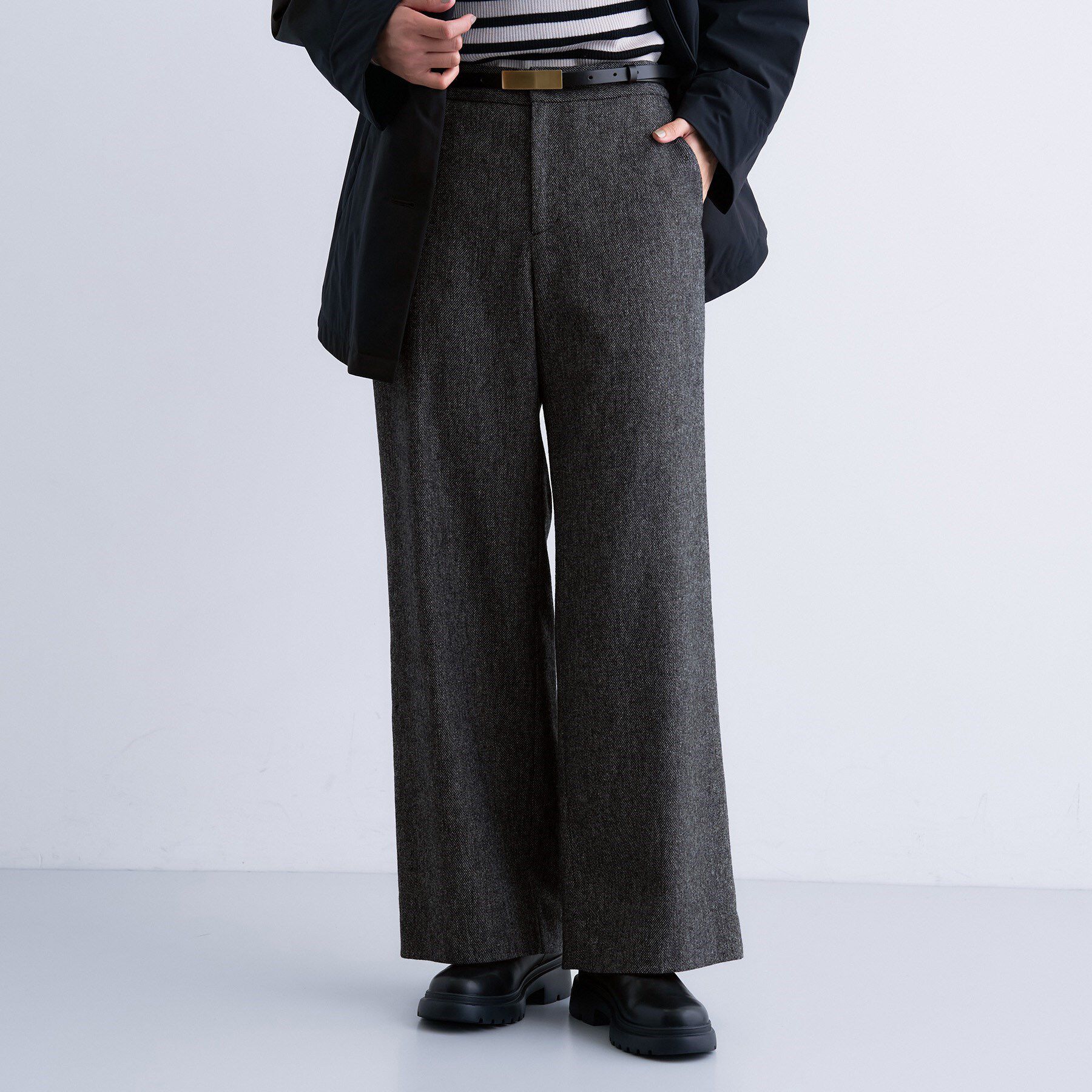 INDIVI「【褒められパンツ／ウール混】ウォームウール ワイドパンツ」|その他|