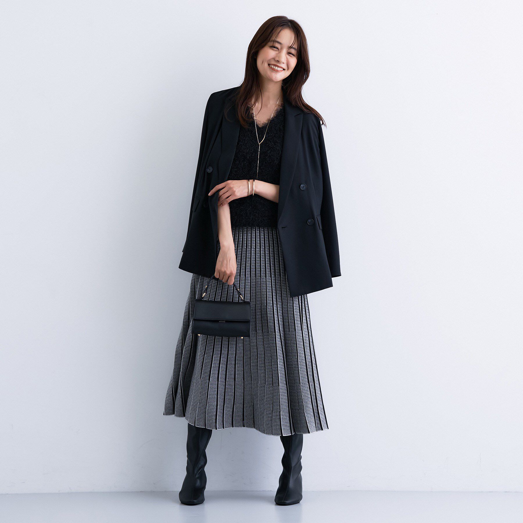 INDIVI「【洗える／SETUP可能】ジャカードニット プリーツスカート」|スカート|