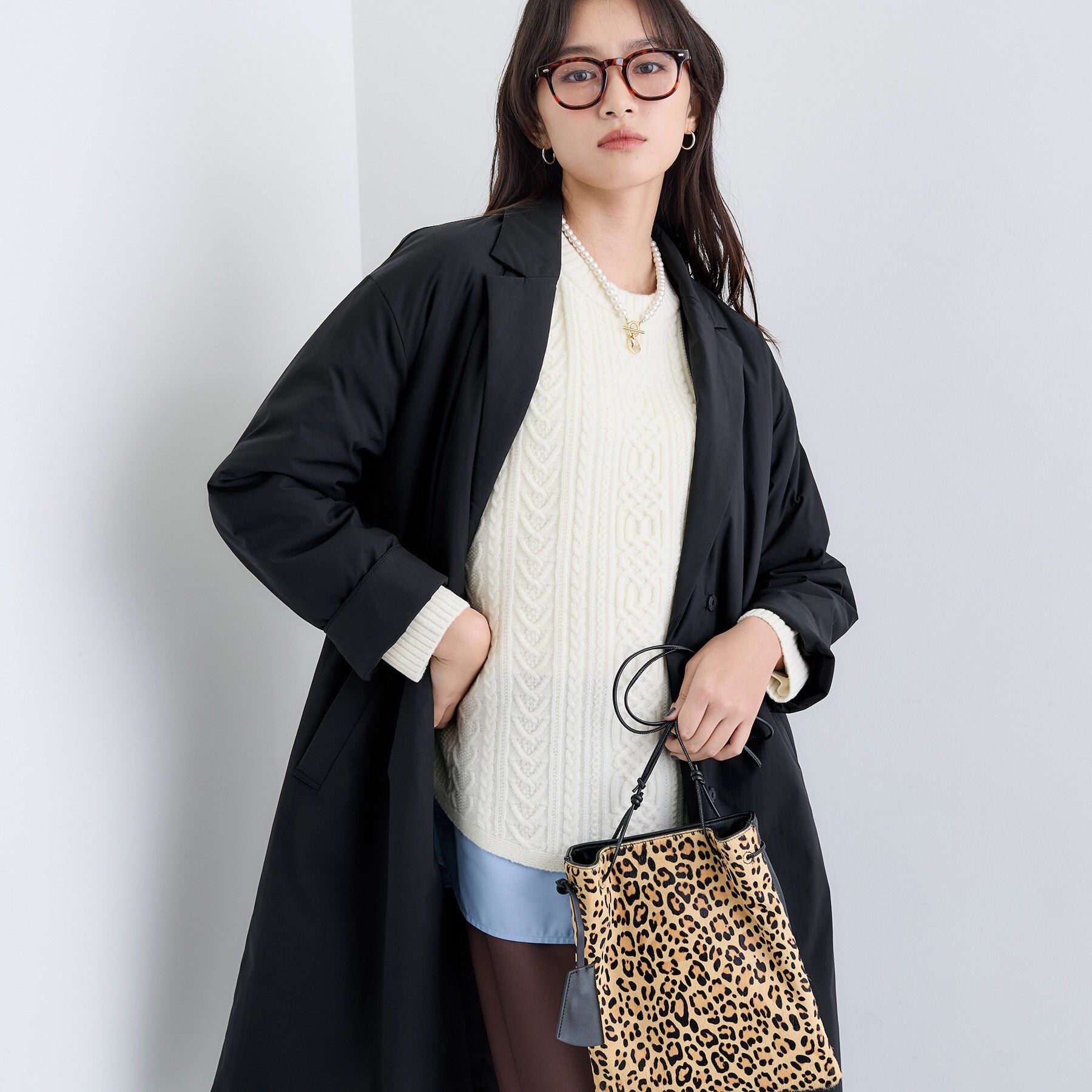 INDIVI「【超軽量／蓄熱】ライトパフチェスターコート」|ダウン|ブラック(019)