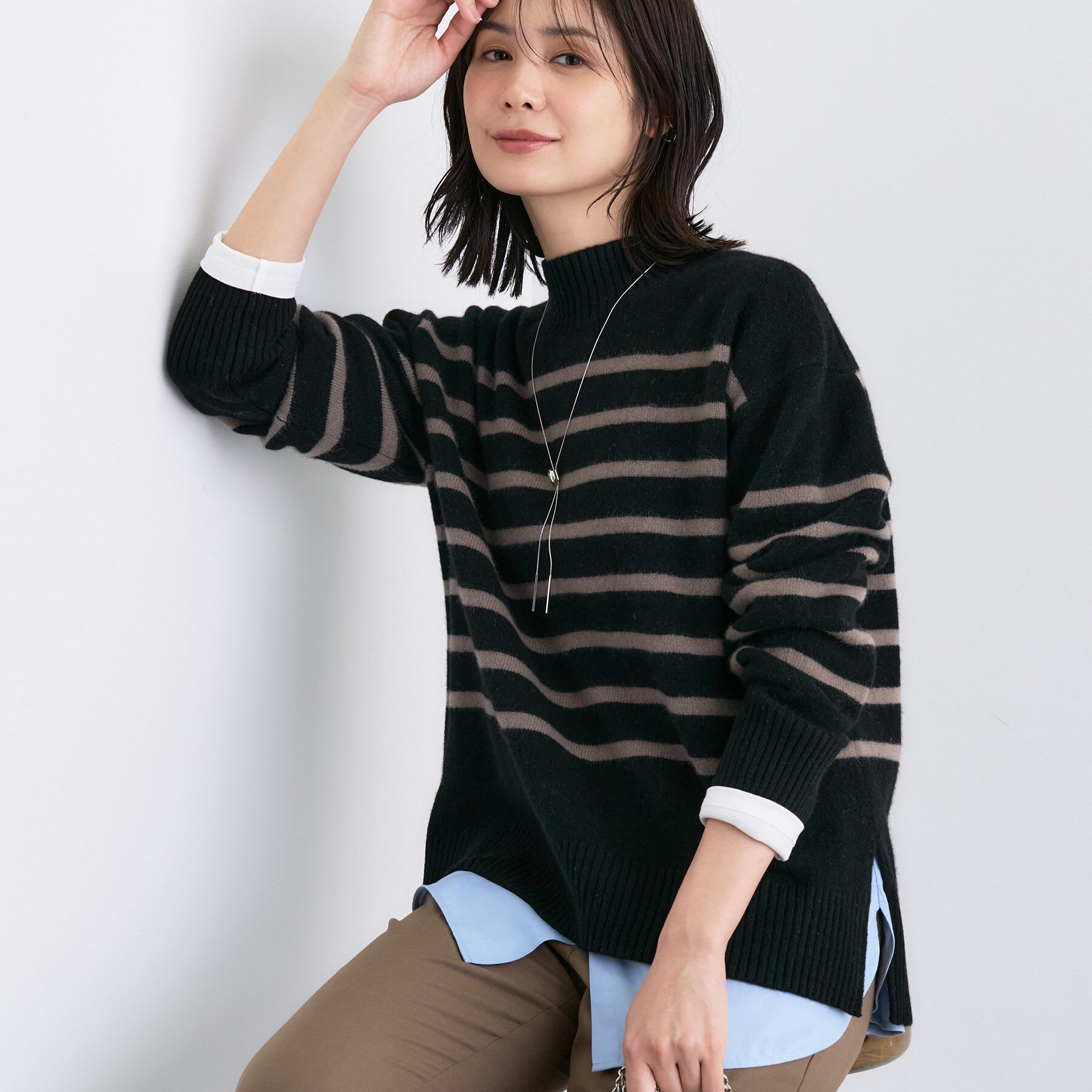 INDIVI「【冬ニット人気NO．1！／カシミヤ混】ミドルゲージハイネックニット」|ニット・セーター|