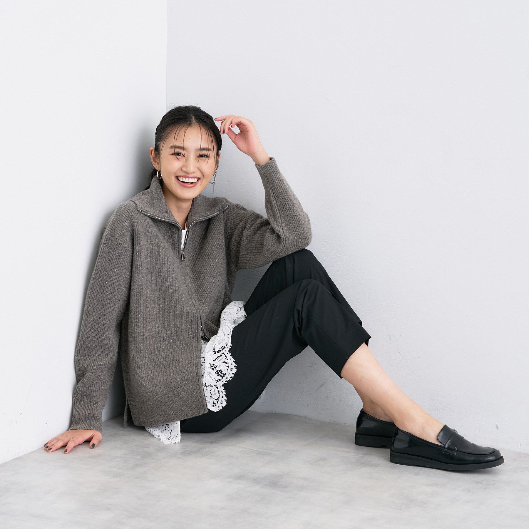 INDIVI「【洗える】カラーネップ ダブルジップカーディガン」|カーディガン|