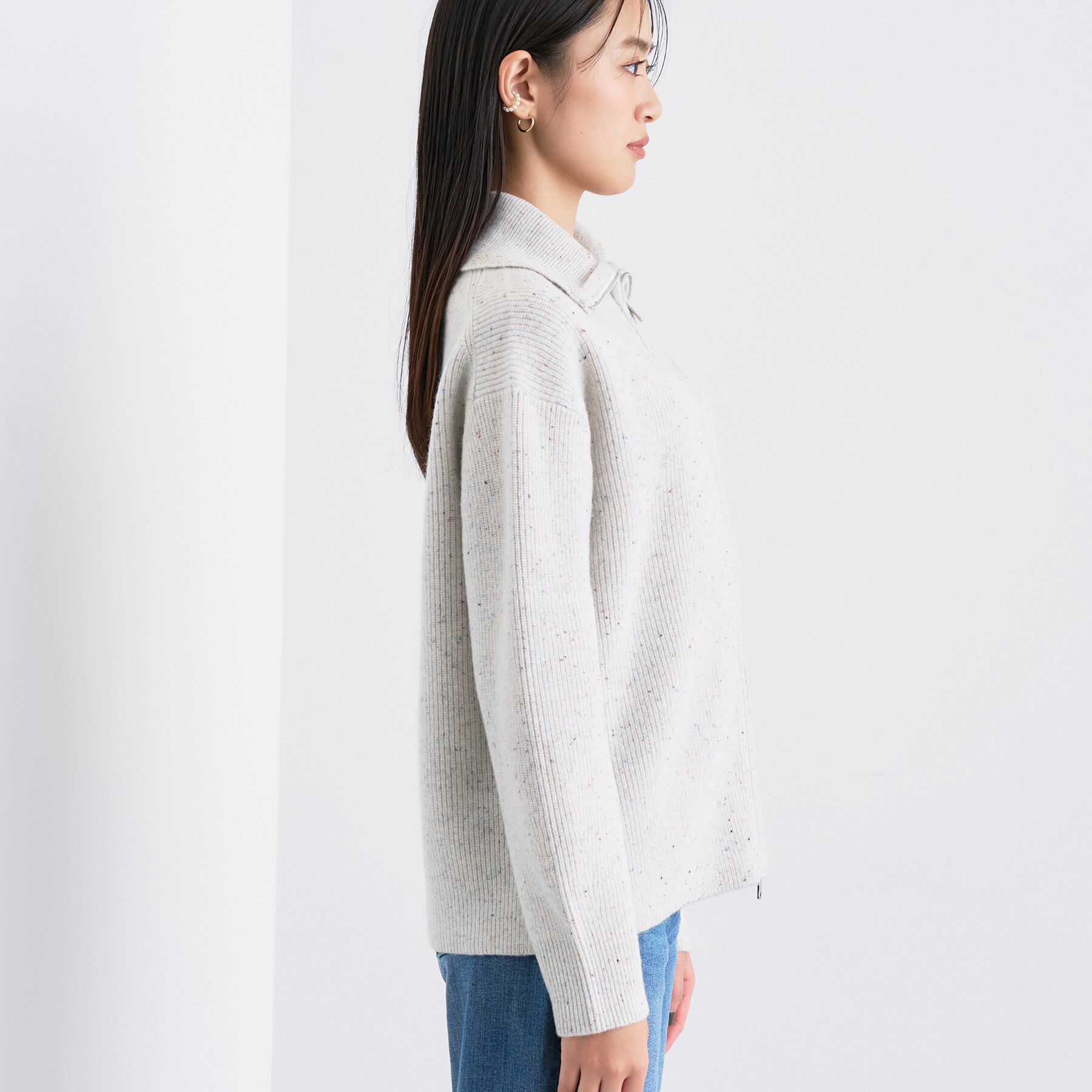 INDIVI「【洗える】カラーネップ ダブルジップカーディガン」|カーディガン|