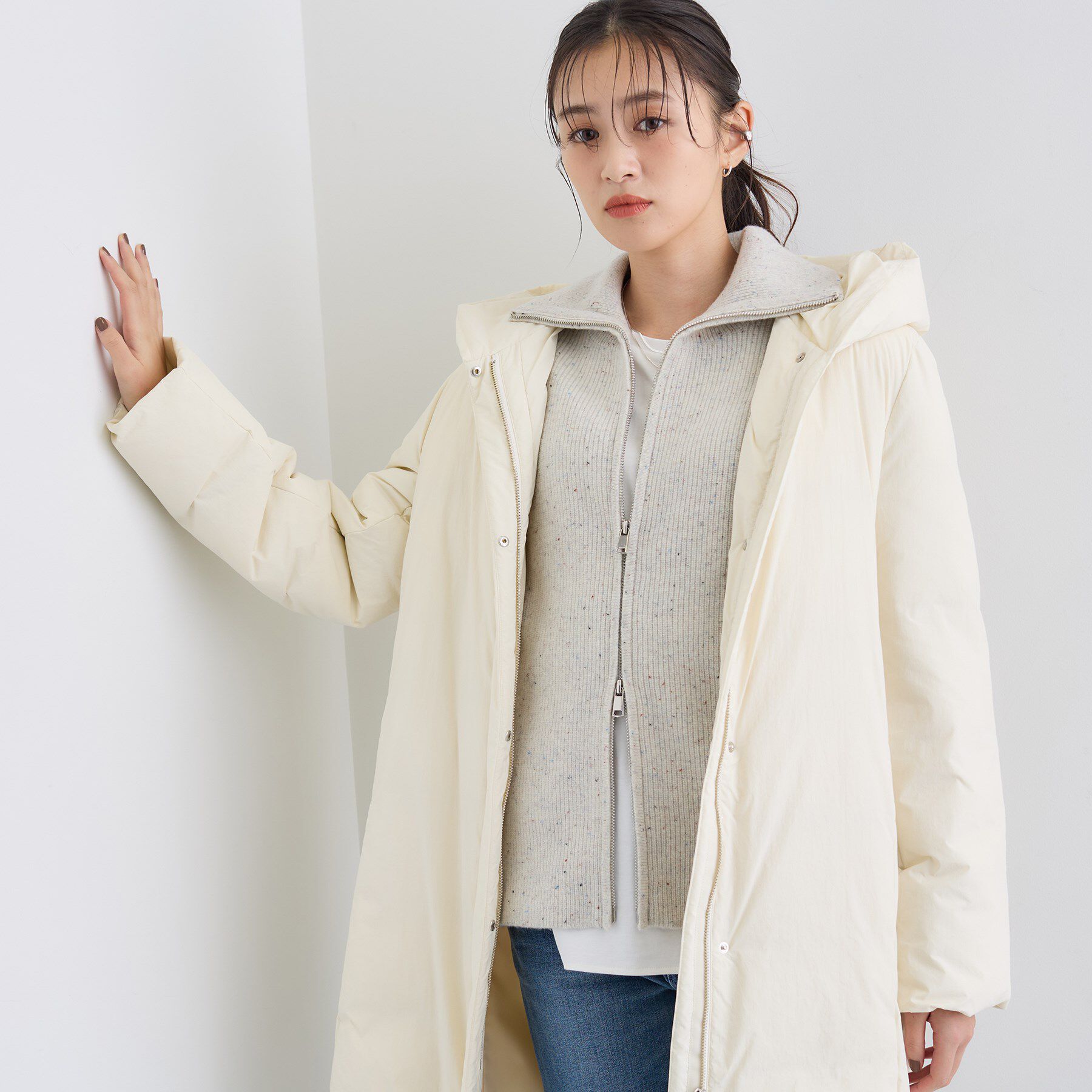 INDIVI「【撥水／洗える】ステッチレス ロングダウンコート」|ダウン|