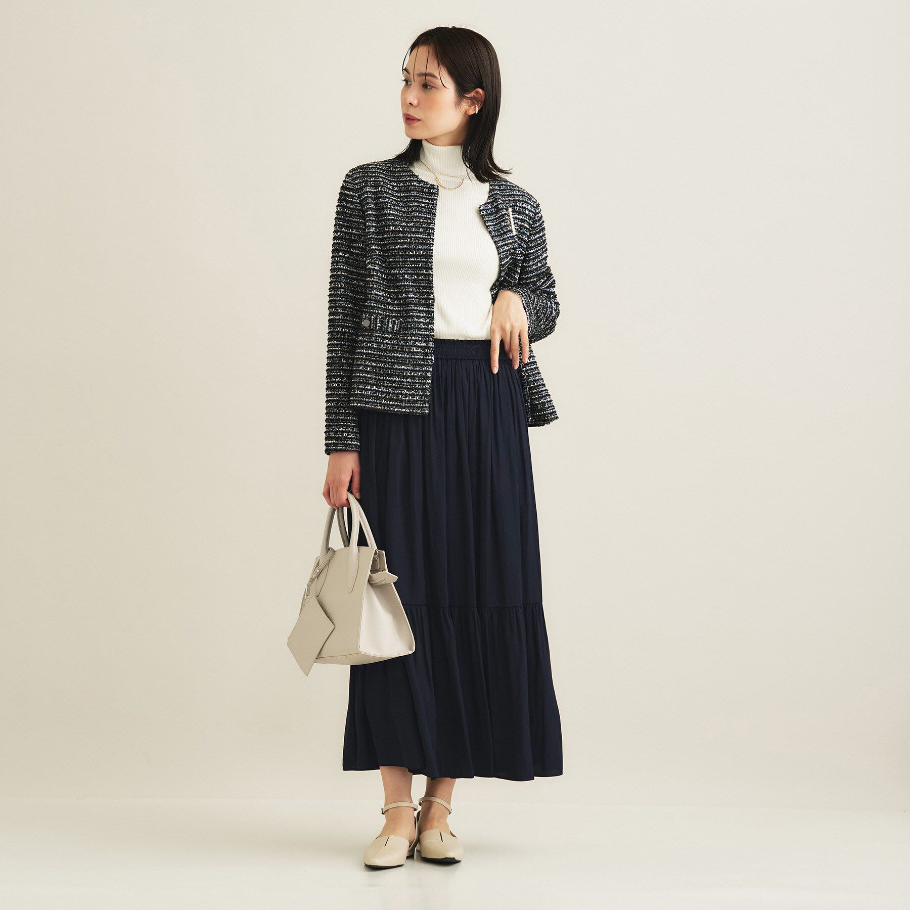 INDIVI「【洗える／丈調整可能】ギャザーフレアスカート」|スカート|