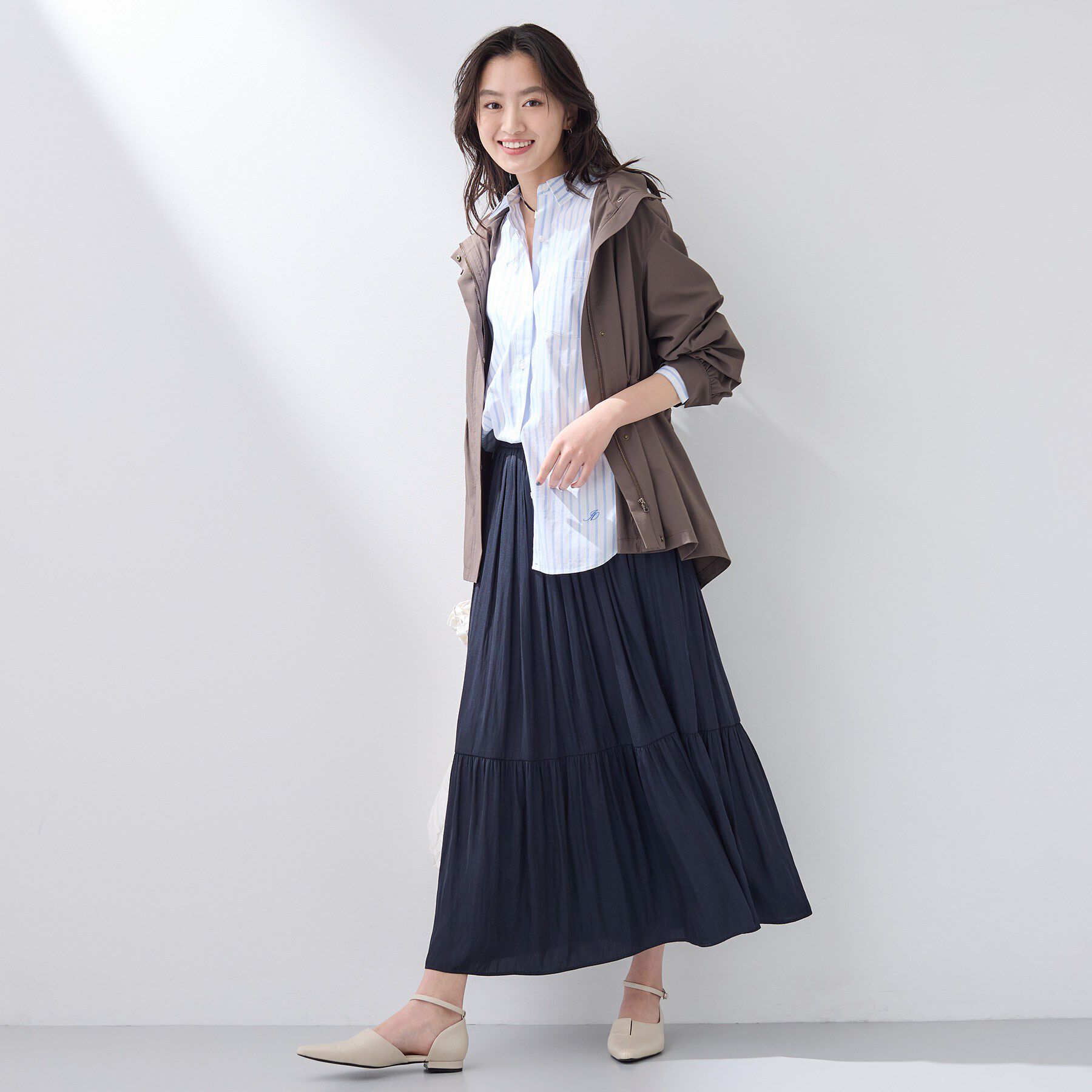 INDIVI「【洗える／丈調整可能】ギャザーフレアスカート」|スカート|