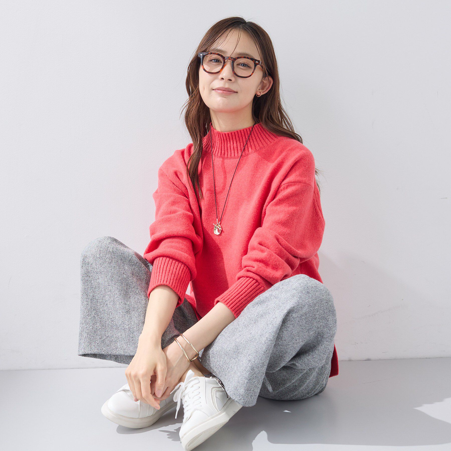 INDIVI「【カシミヤ混】ミドルゲージ ハイネックニット」|ニット・セーター|