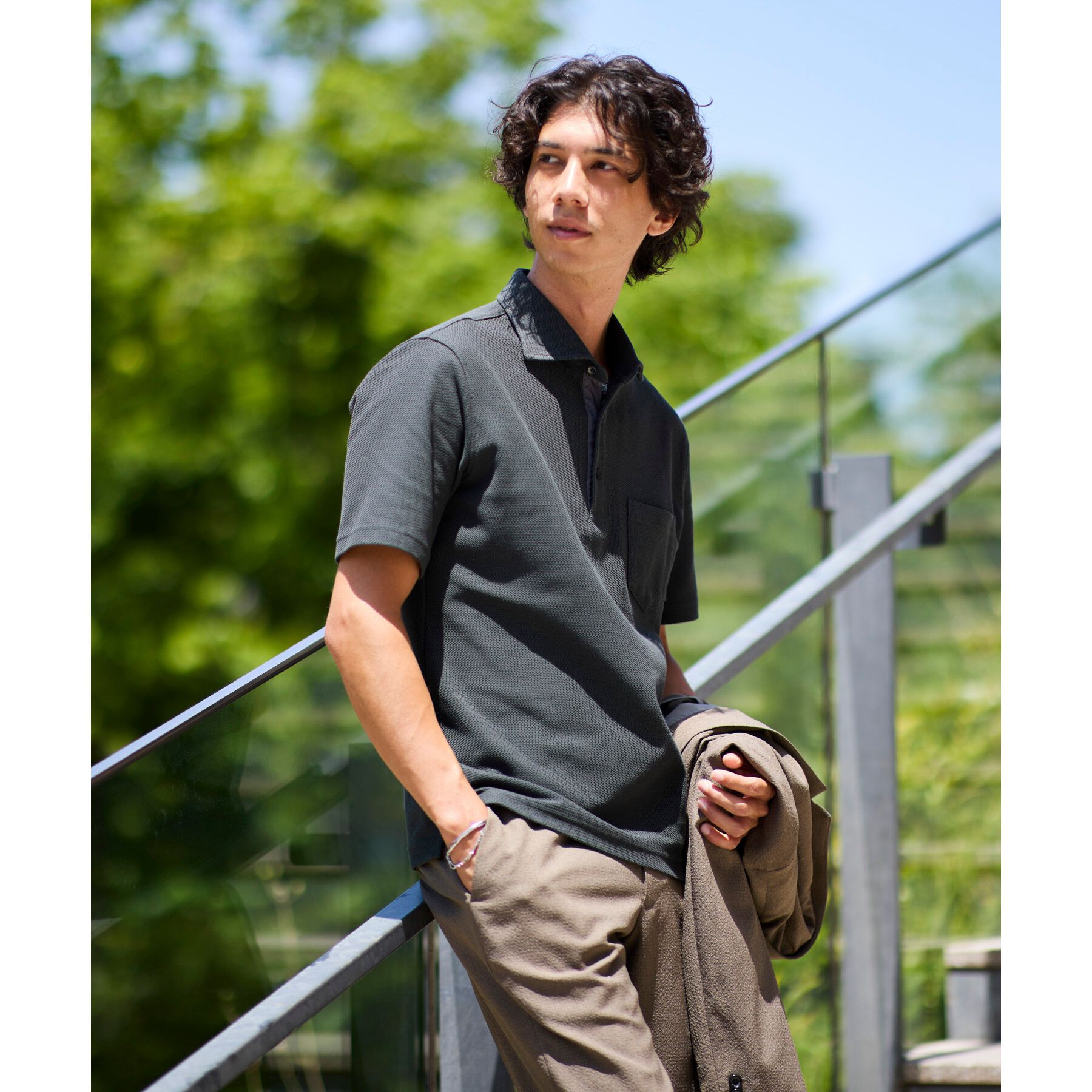 TAKEO KIKUCHI「【抗菌防臭／9色5サイズ展開】ハニカムメランジ ポロシャツ」|ポロシャツ|