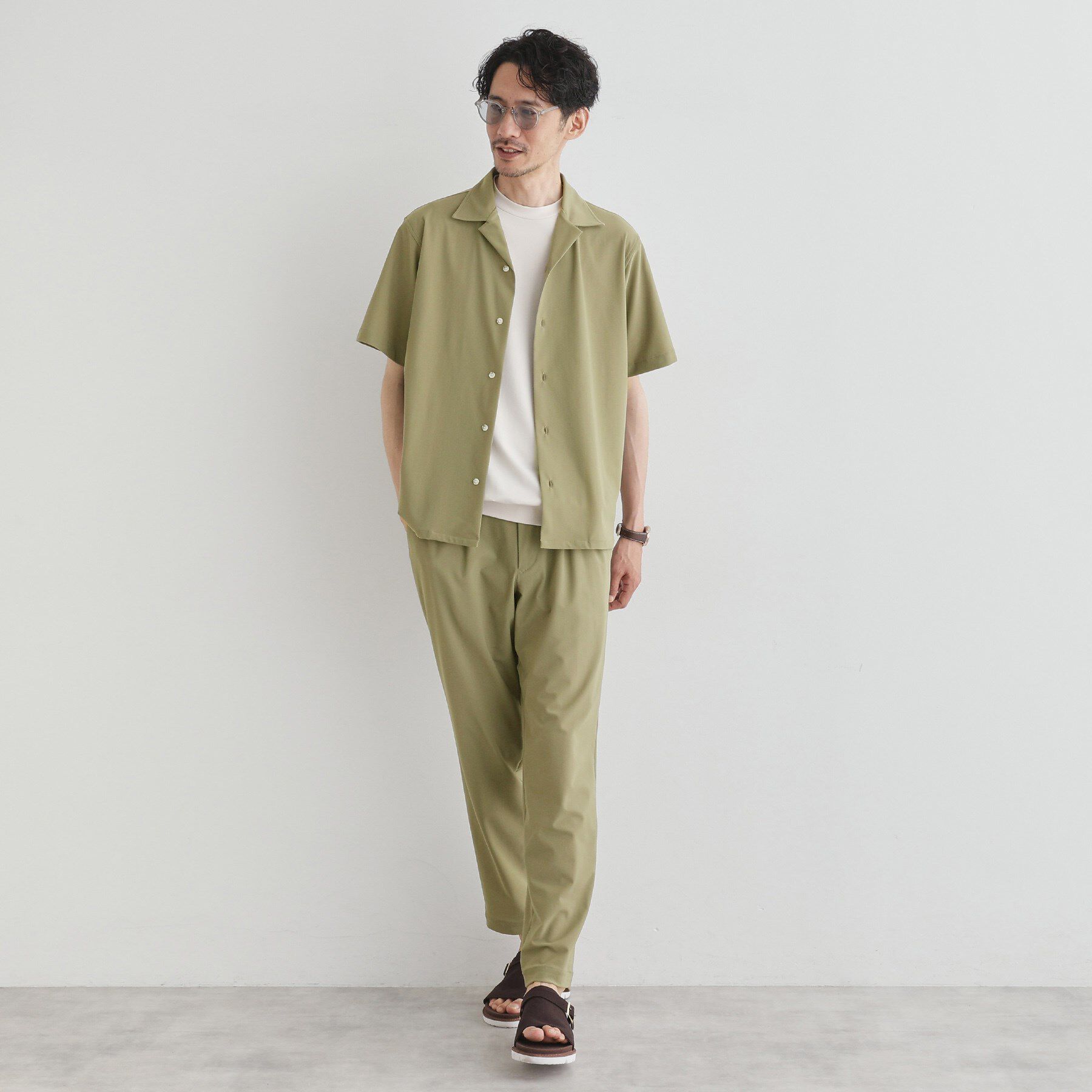 TAKEO KIKUCHI「【COOL CITY WEAR】エアートール オープンカラーシャツ /接触冷感・通気性」|シャツ・ブラウス|