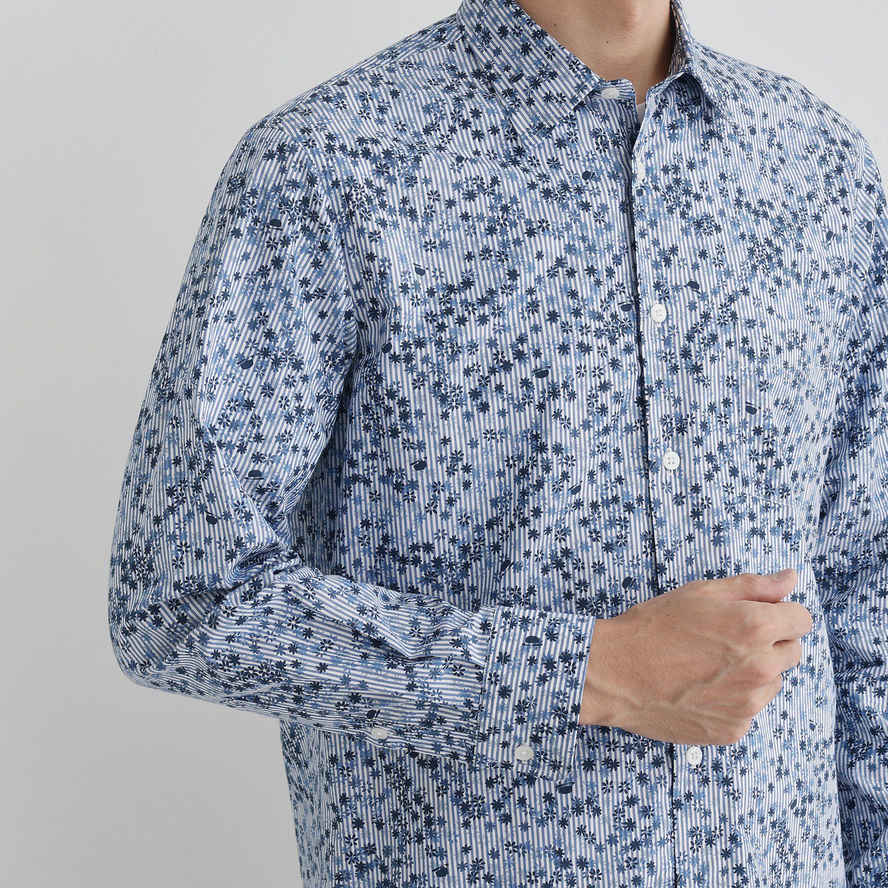 TAKEO KIKUCHI「ストライプ小花 長袖シャツ」|シャツ・ブラウス|