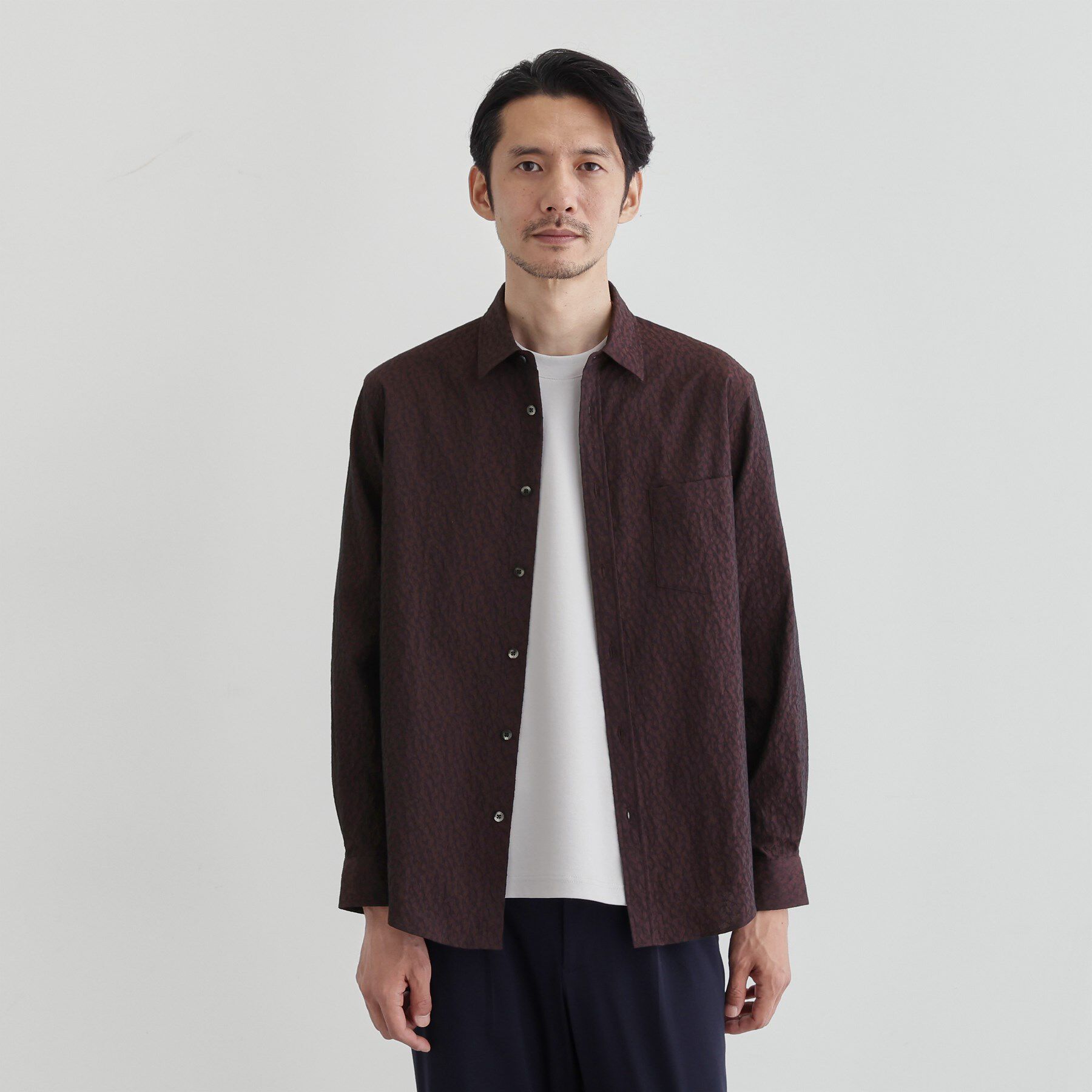 TAKEO KIKUCHI「【Made in JAPAN】播州織 ドビー千鳥シャツ」|シャツ・ブラウス|ボルドー(064)