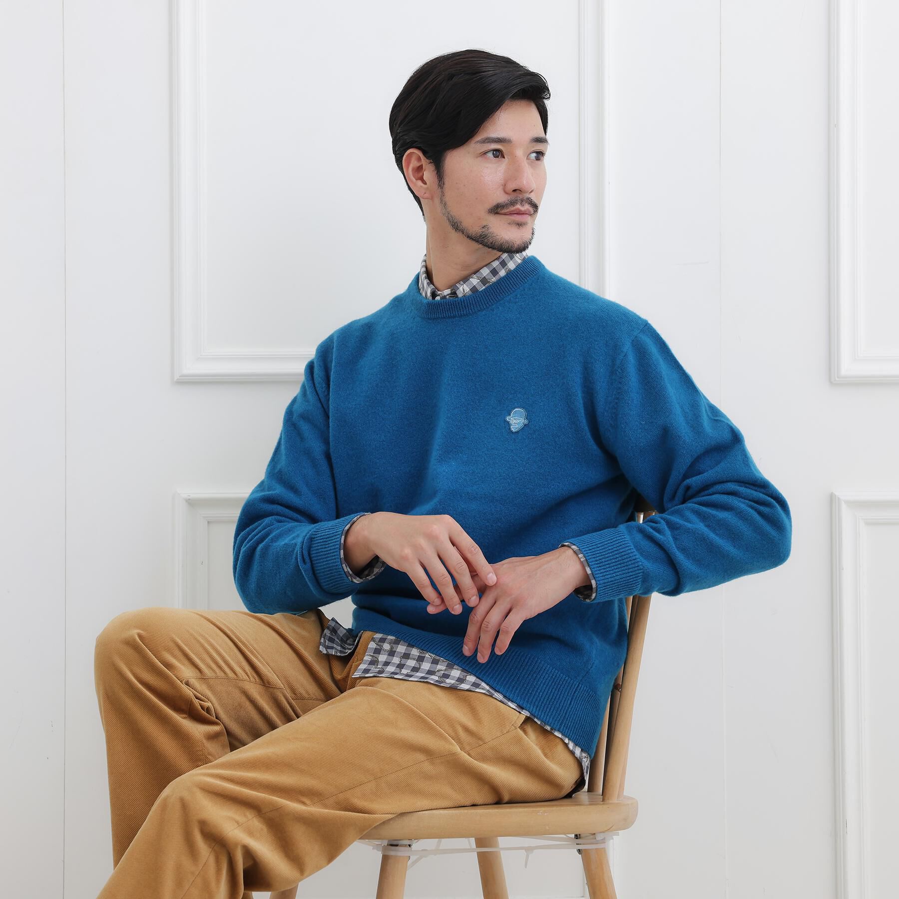 TAKEO KIKUCHI「【Air Palette Knit】ワンポイント カラーニット プルオーバー」|ニット・セーター|