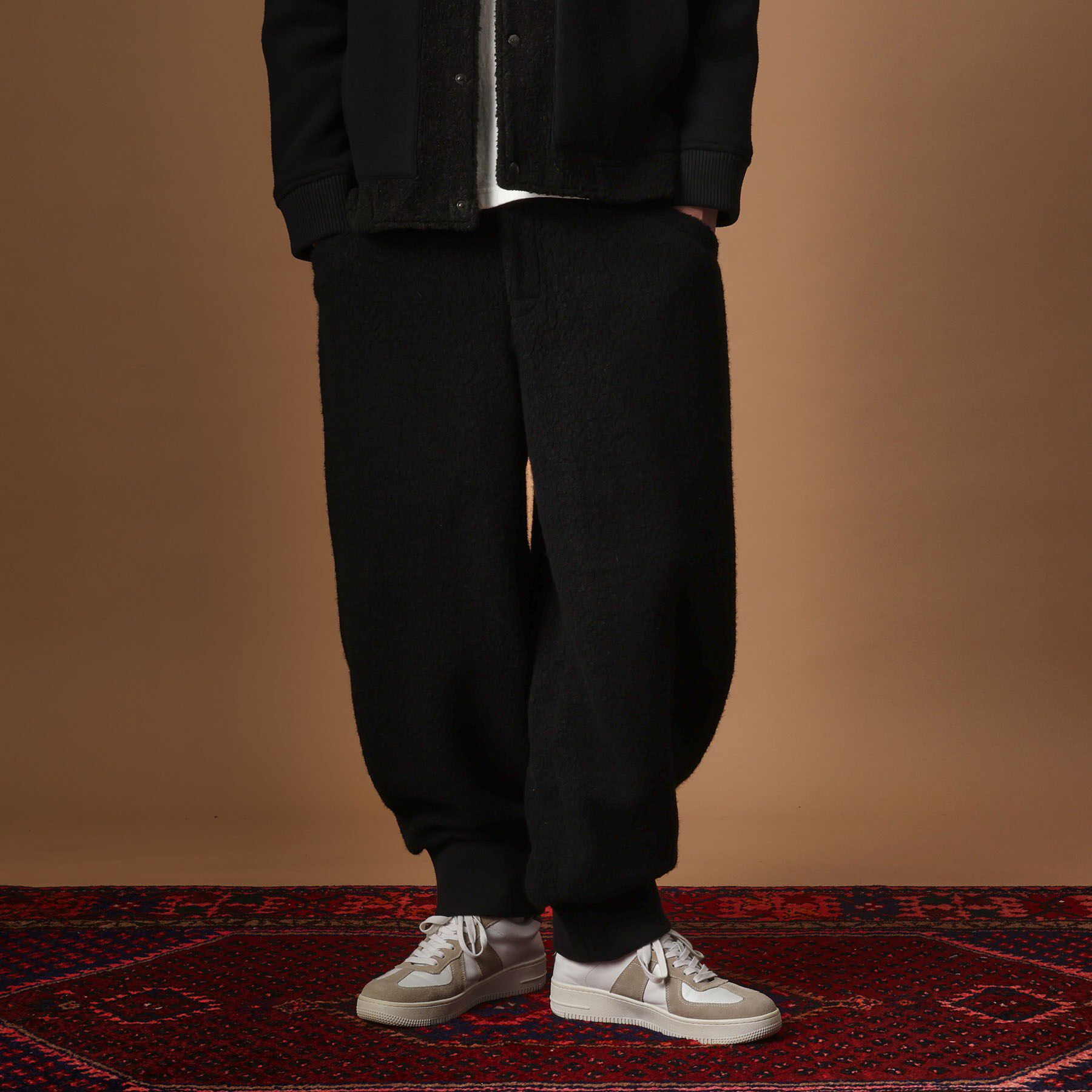 40CARATS&525「ウール混パイルボアスウェットパンツ」|その他|ブラック(019)