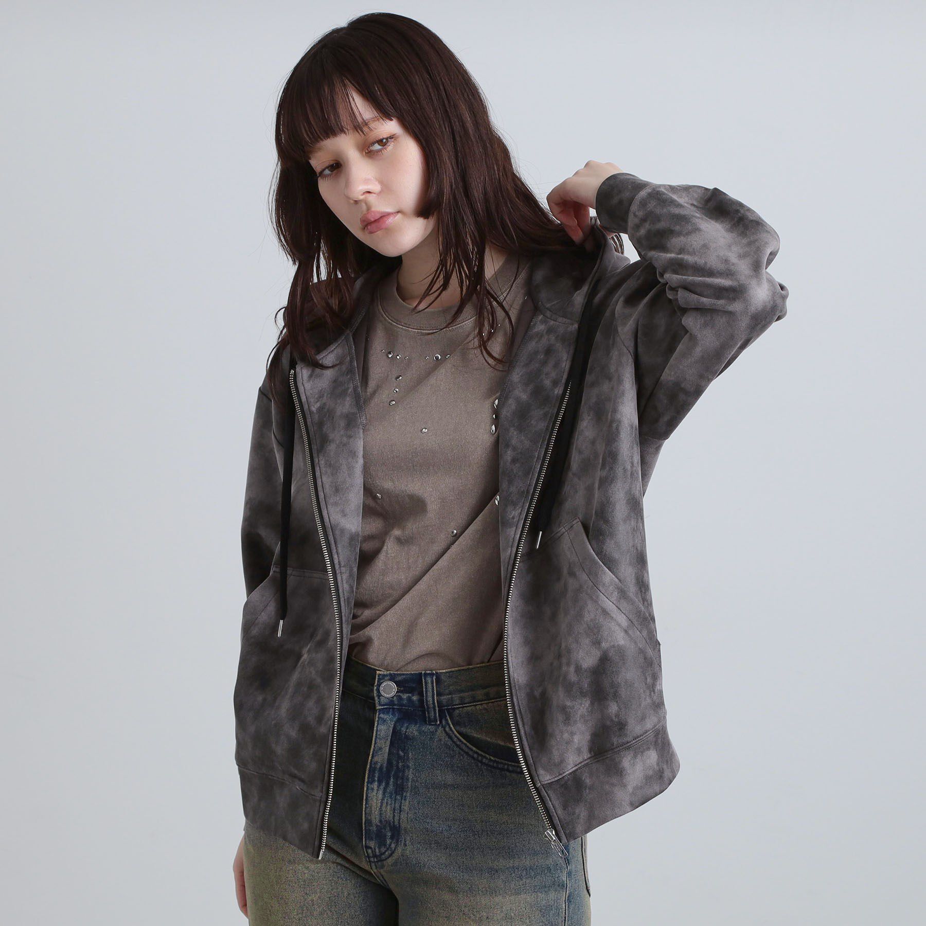 tk.TAKEO KIKUCHI「ヴィンテージライクプリント ジップパーカー」|パーカー|