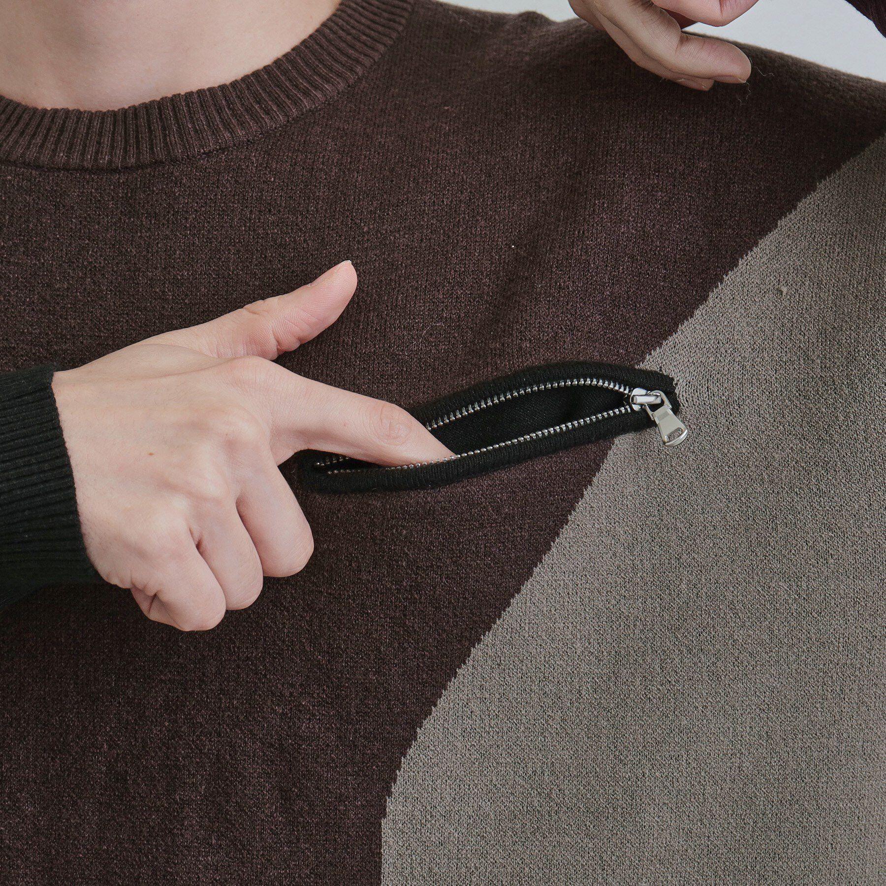 tk.TAKEO KIKUCHI「カラースキーム胸ZIPニット」|ニット・セーター|