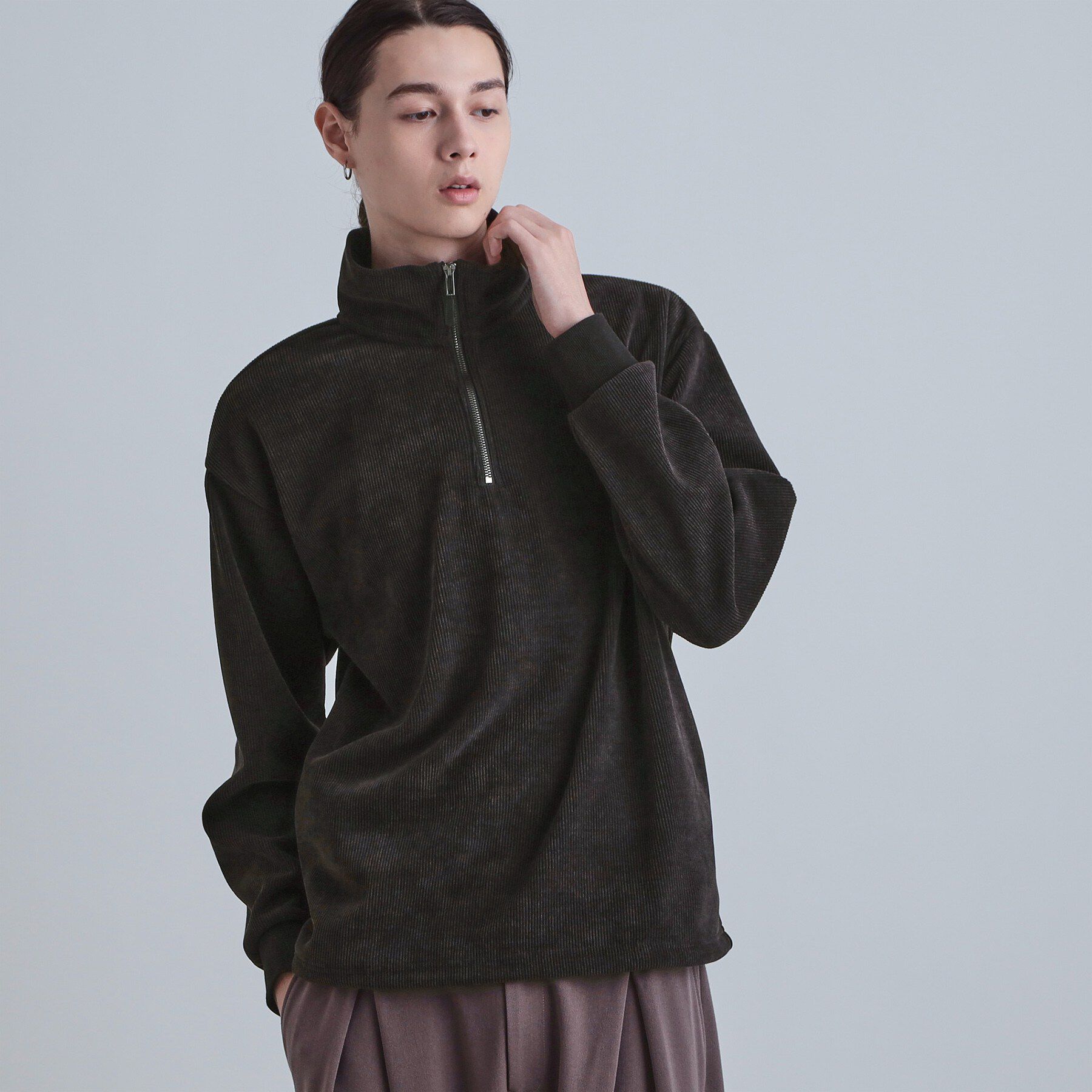 tk.TAKEO KIKUCHI「コーデュロイハーフジップ」|Tシャツ・カットソー|ブラック(019)