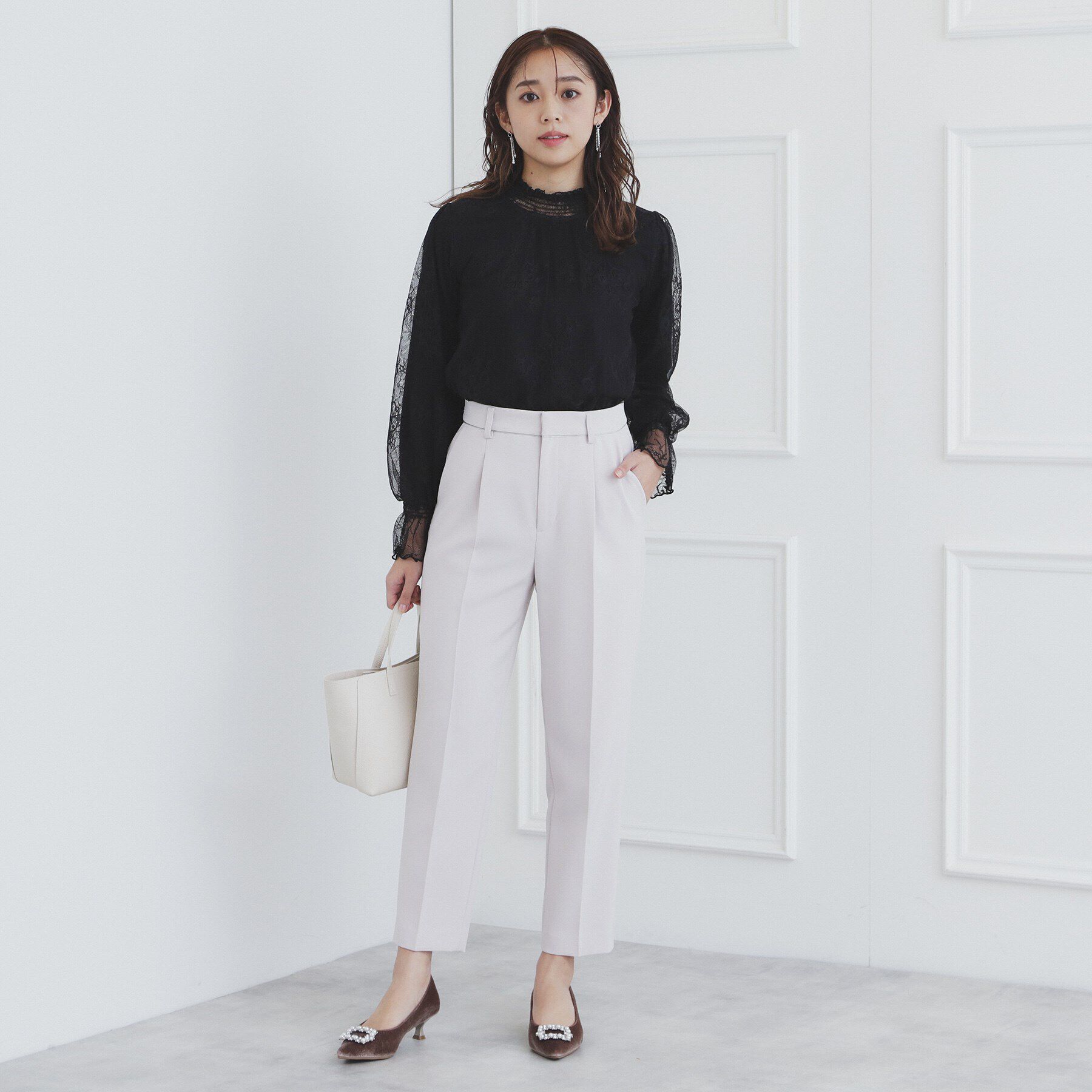 index「シャーリング総レーストップス【洗濯機洗い可】」|Tシャツ・カットソー|