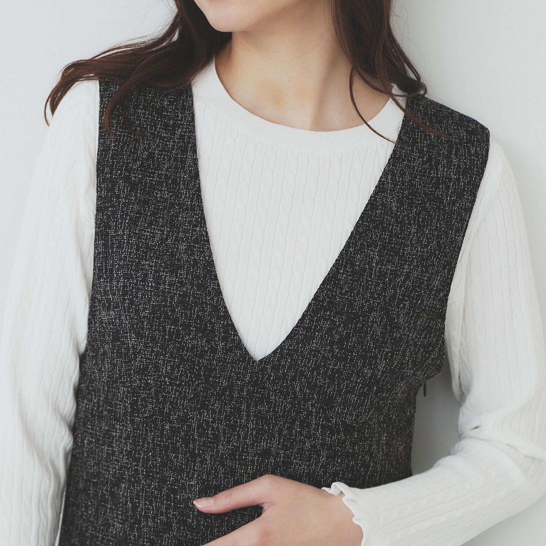 index「サマーツイードジャンパースカート【洗濯機洗い可/イージーアイロン】」|ワンピース|