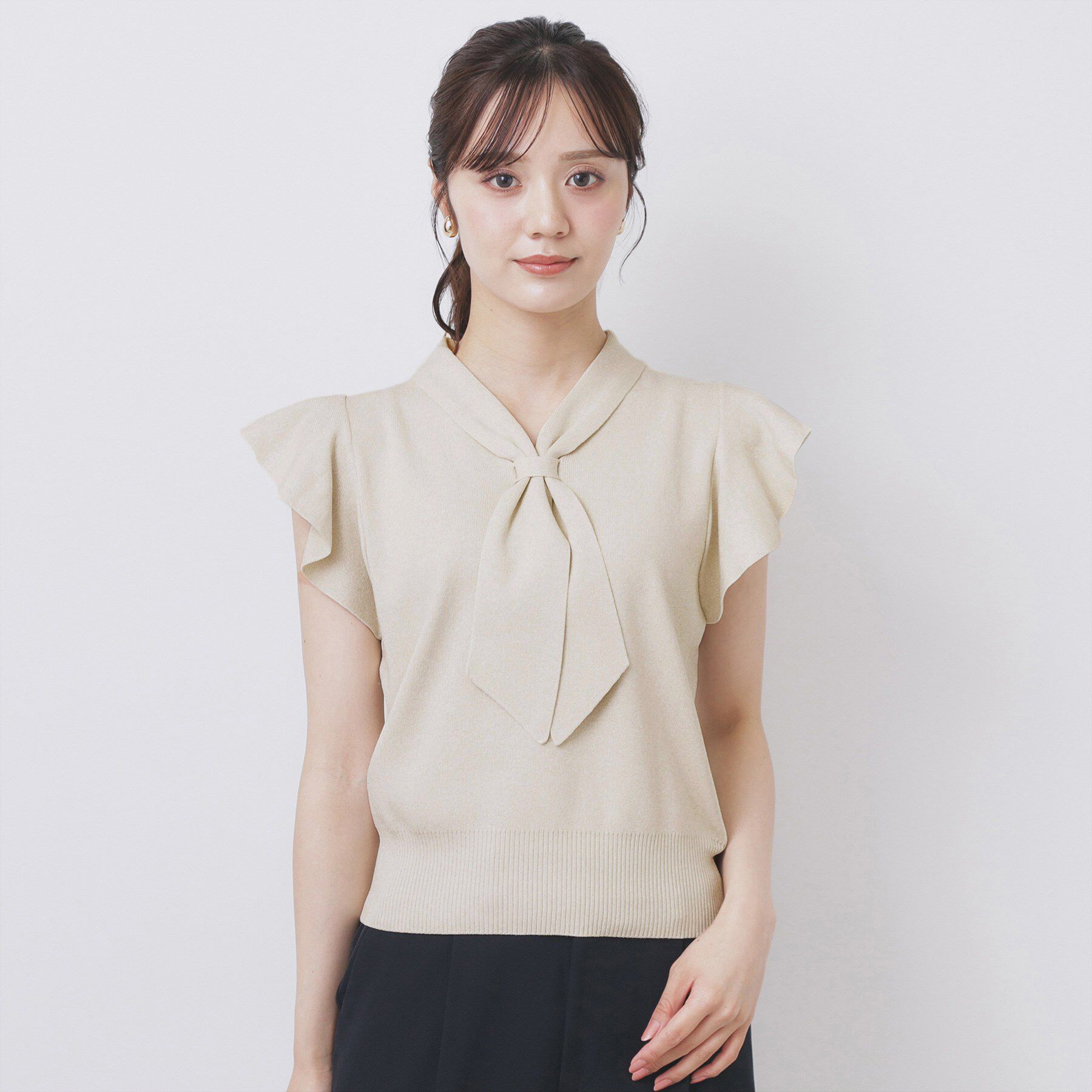 index「フレアスリーブボウタイニット【洗濯機洗い可/接触冷感/抗ピル】」|ニット・セーター|