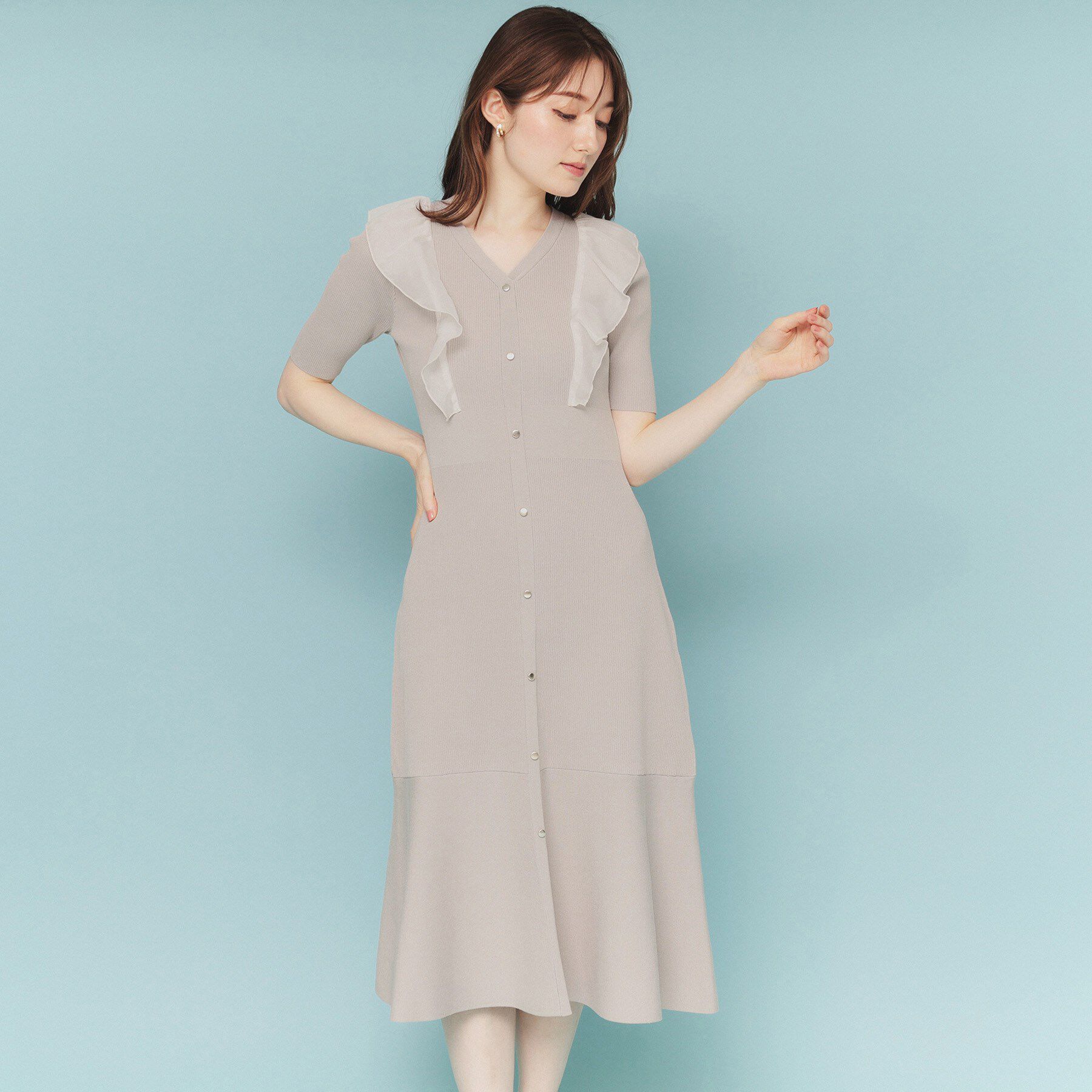 index「フリルドッキングニットワンピース【洗濯機洗い可/抗ピル】」|ワンピース|