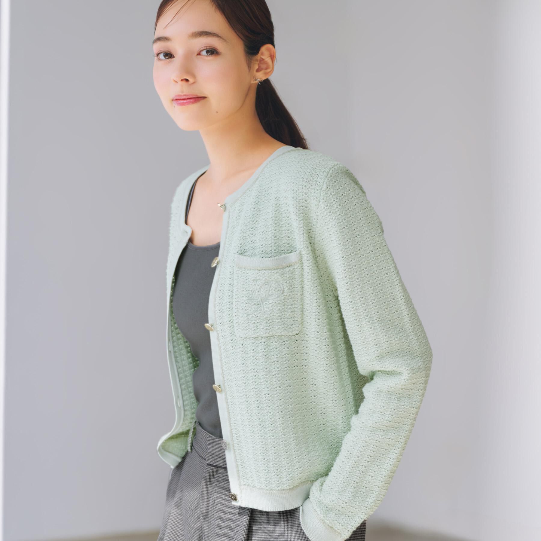 index「ロゴ刺繍クルーカーディガン【洗濯機洗い可】」|カーディガン|