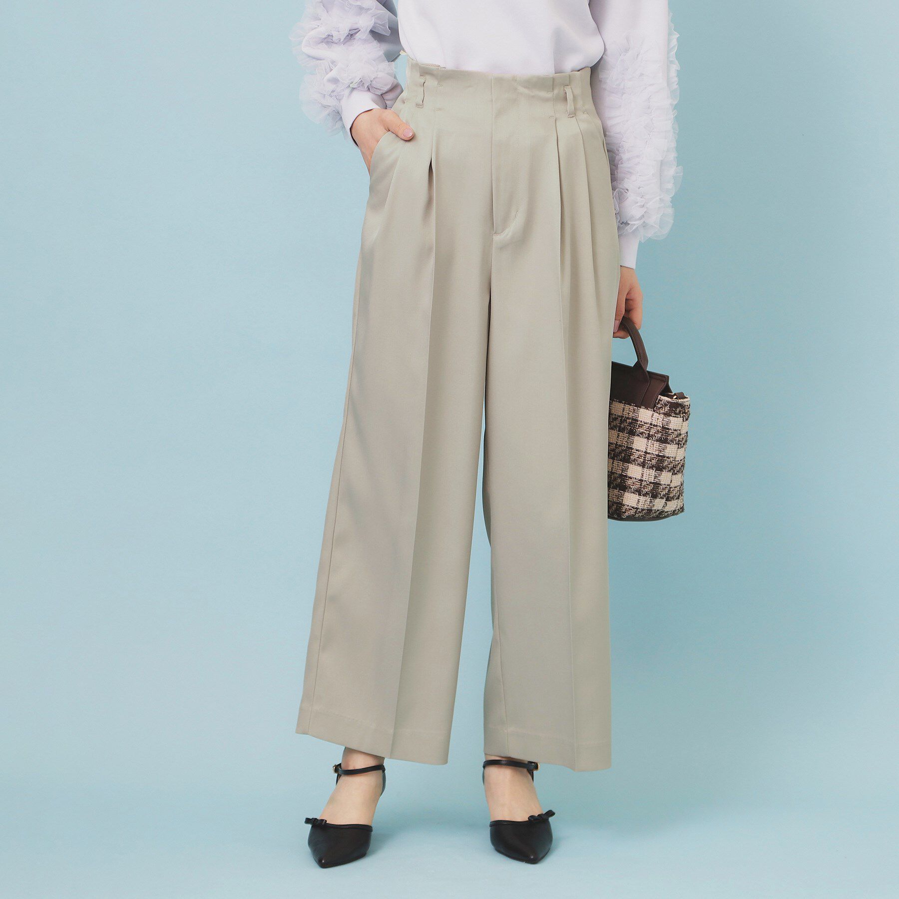 index「ベルト付き2タックワイドパンツ【洗濯機OK/ストレッチ/防シワ/イージーアイロン】」|その他|