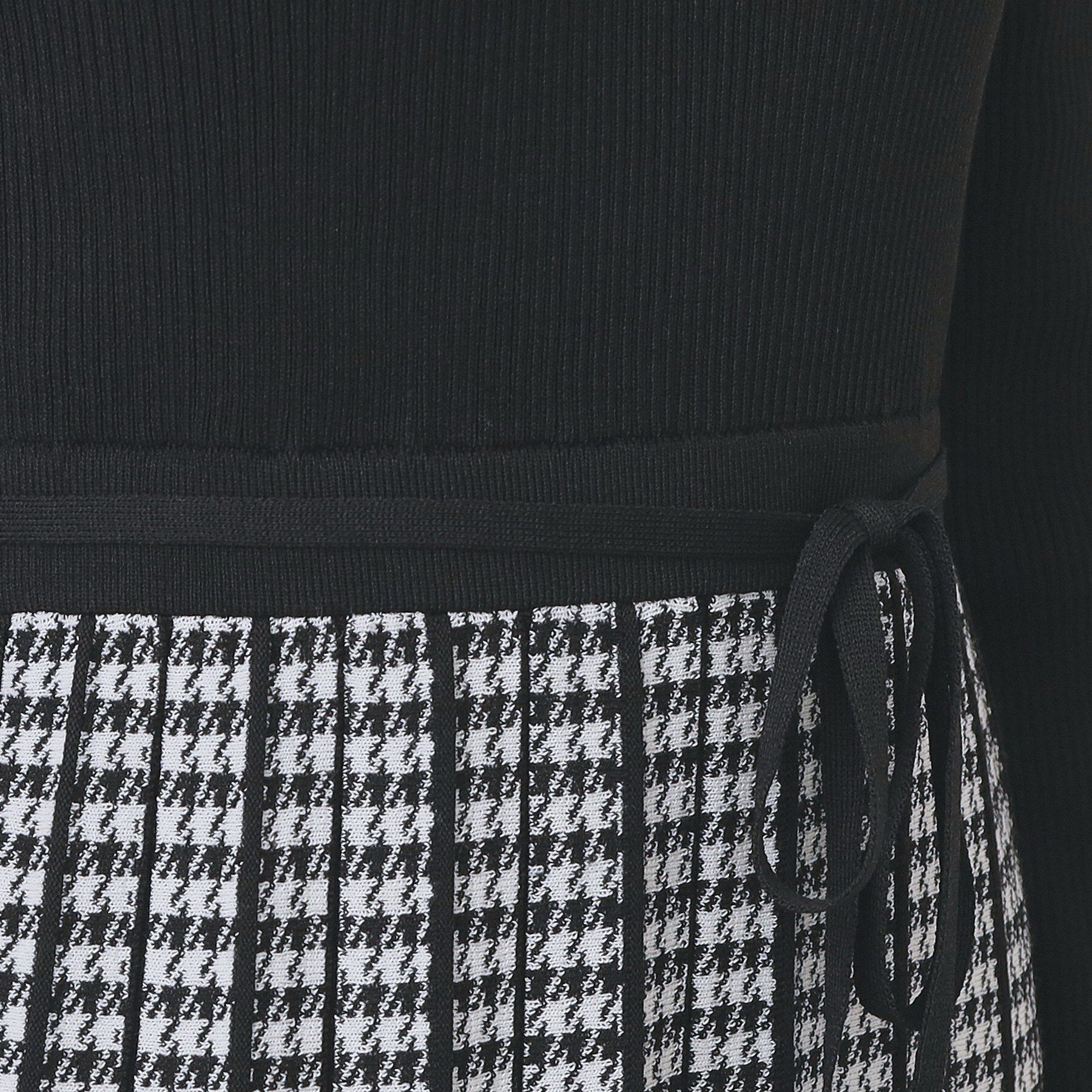 index「千鳥チェックバイカラーニットワンピース【洗濯機OK/抗ピル】」|ワンピース|