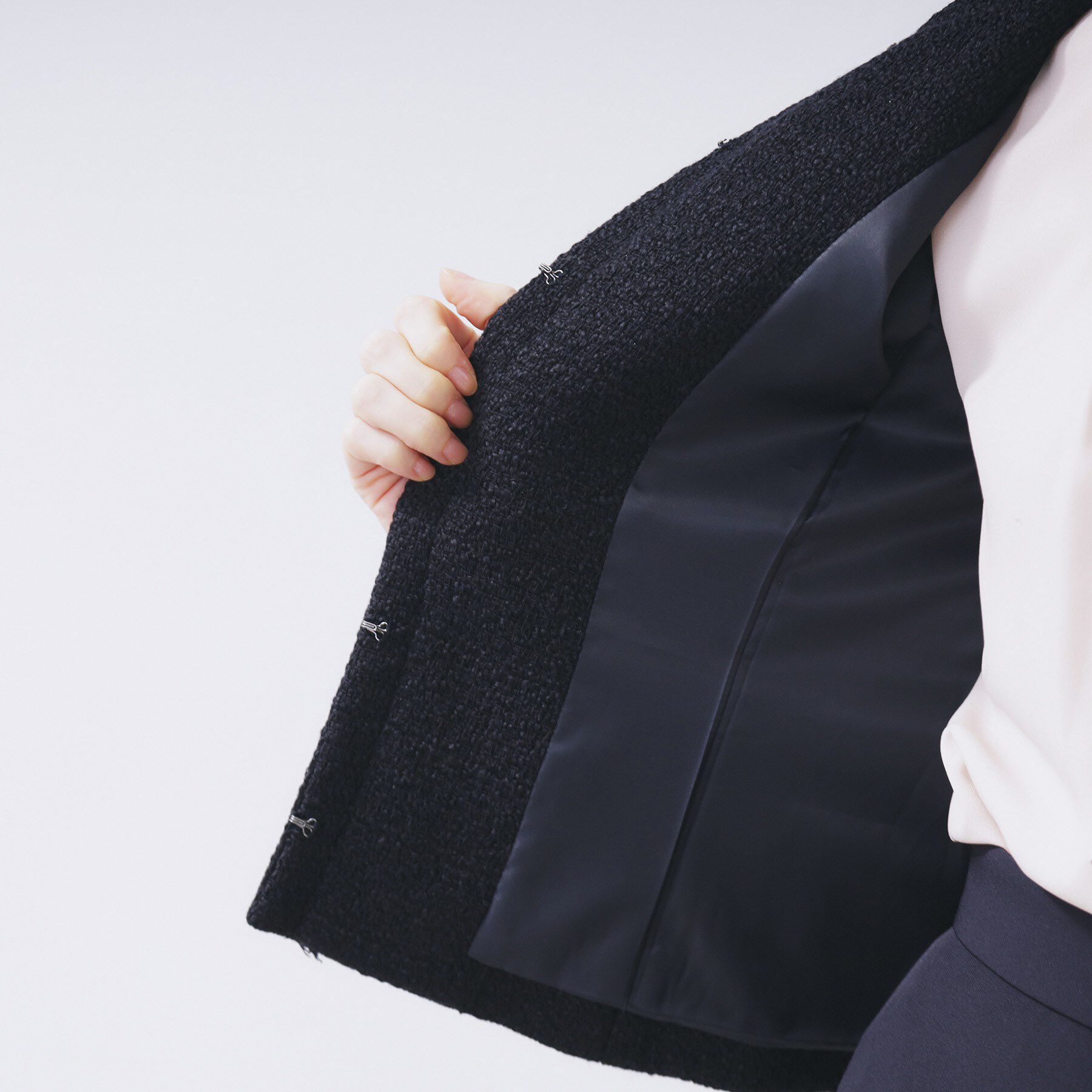 index「《通勤/セットアップ対応》ノーカラーツイードジャケット【洗濯機OK】」|ノーカラージャケット|