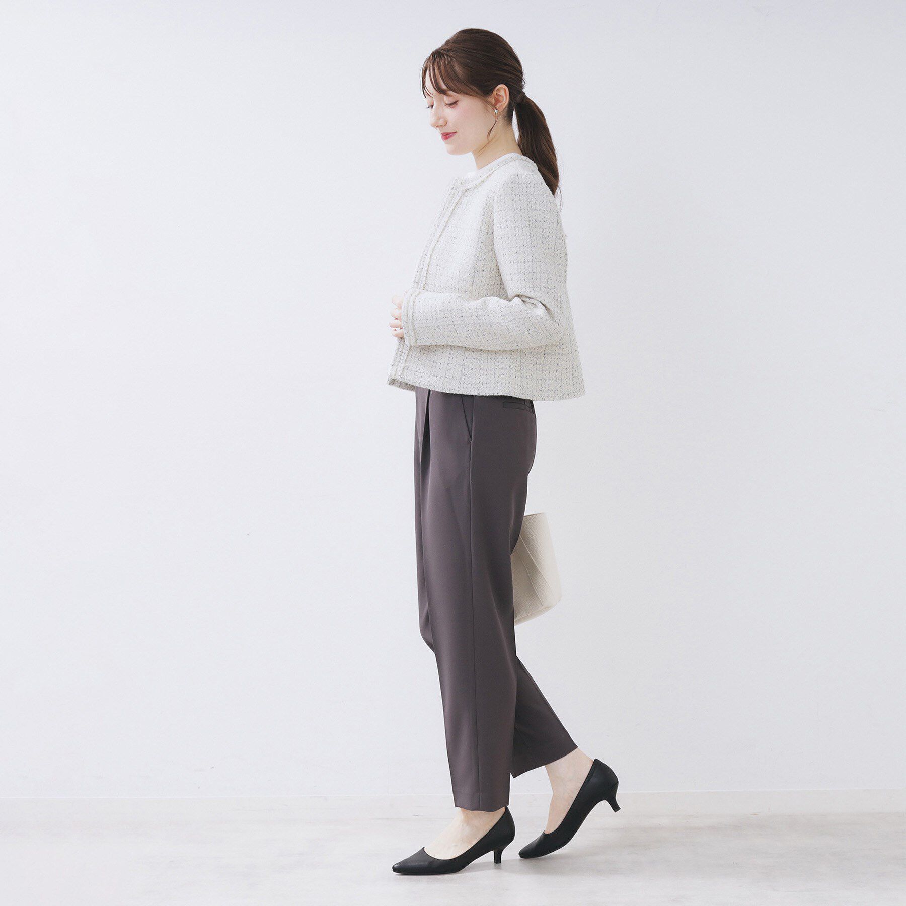 index「《通勤/セットアップ対応》ノーカラーツイードジャケット【洗濯機OK】」|ノーカラージャケット|