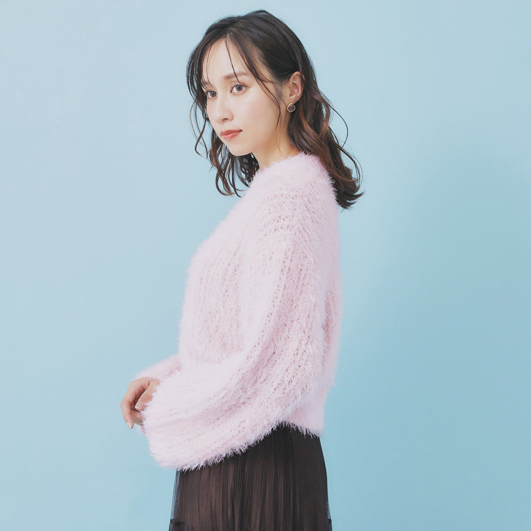 index「透かし編みショートフェザーニット【洗濯機OK】」|ニット・セーター|