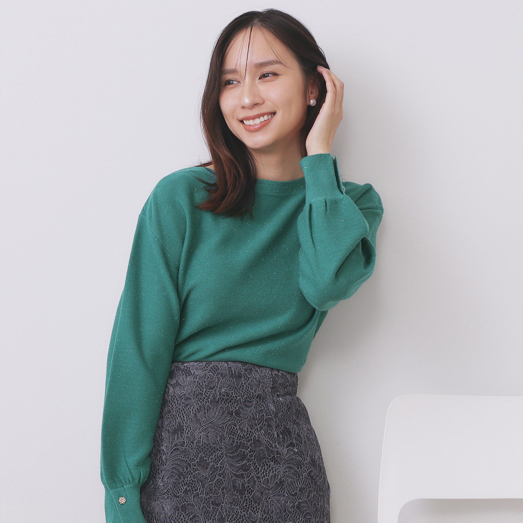 index「ラメガーター編みボートネックニット【洗濯機OK】《8col/XS～LL》」|ニット・セーター|