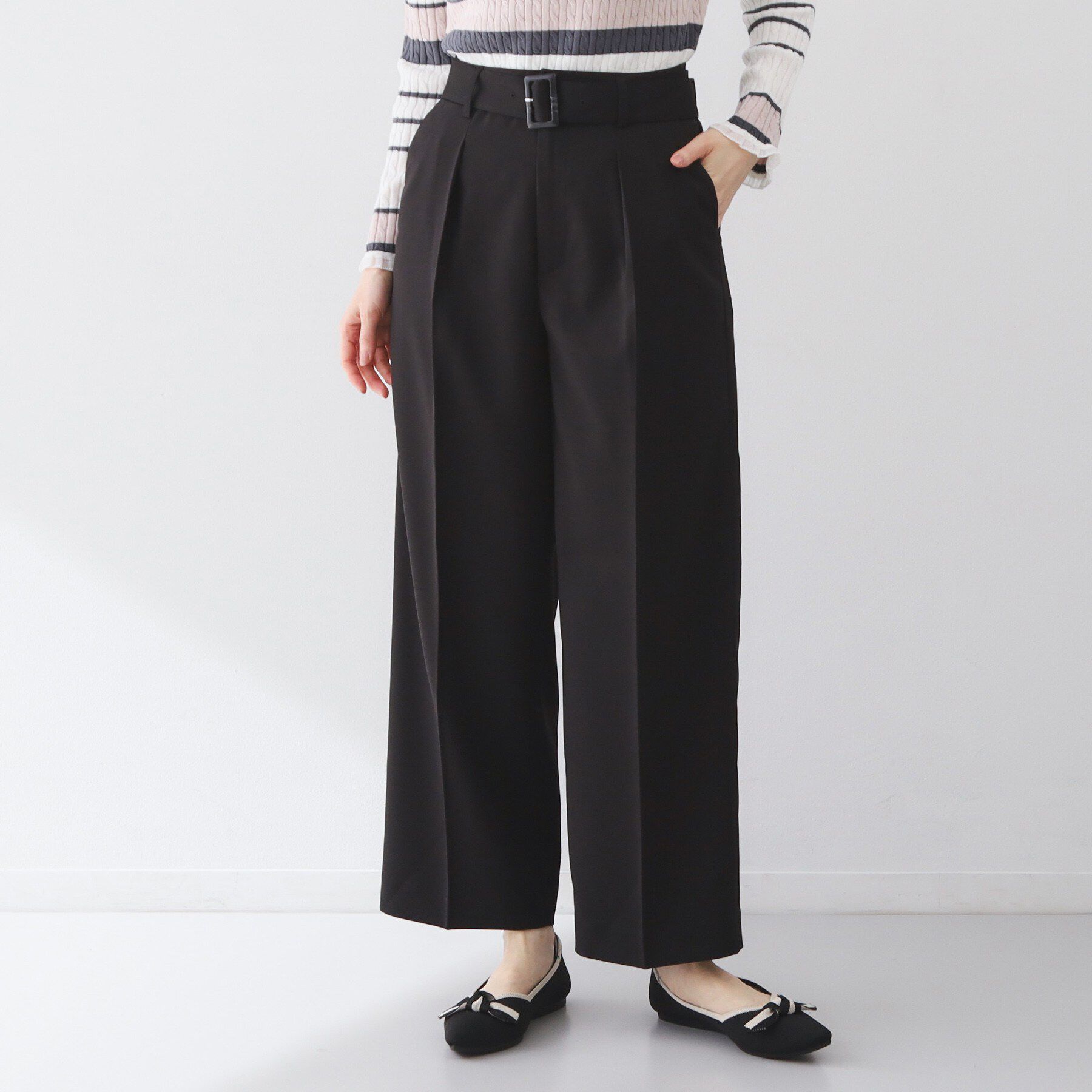 index「ストレッチワイドストレートパンツ/セットアップ対応【洗濯機OK/吸水速乾】」|その他|ブラック(019)