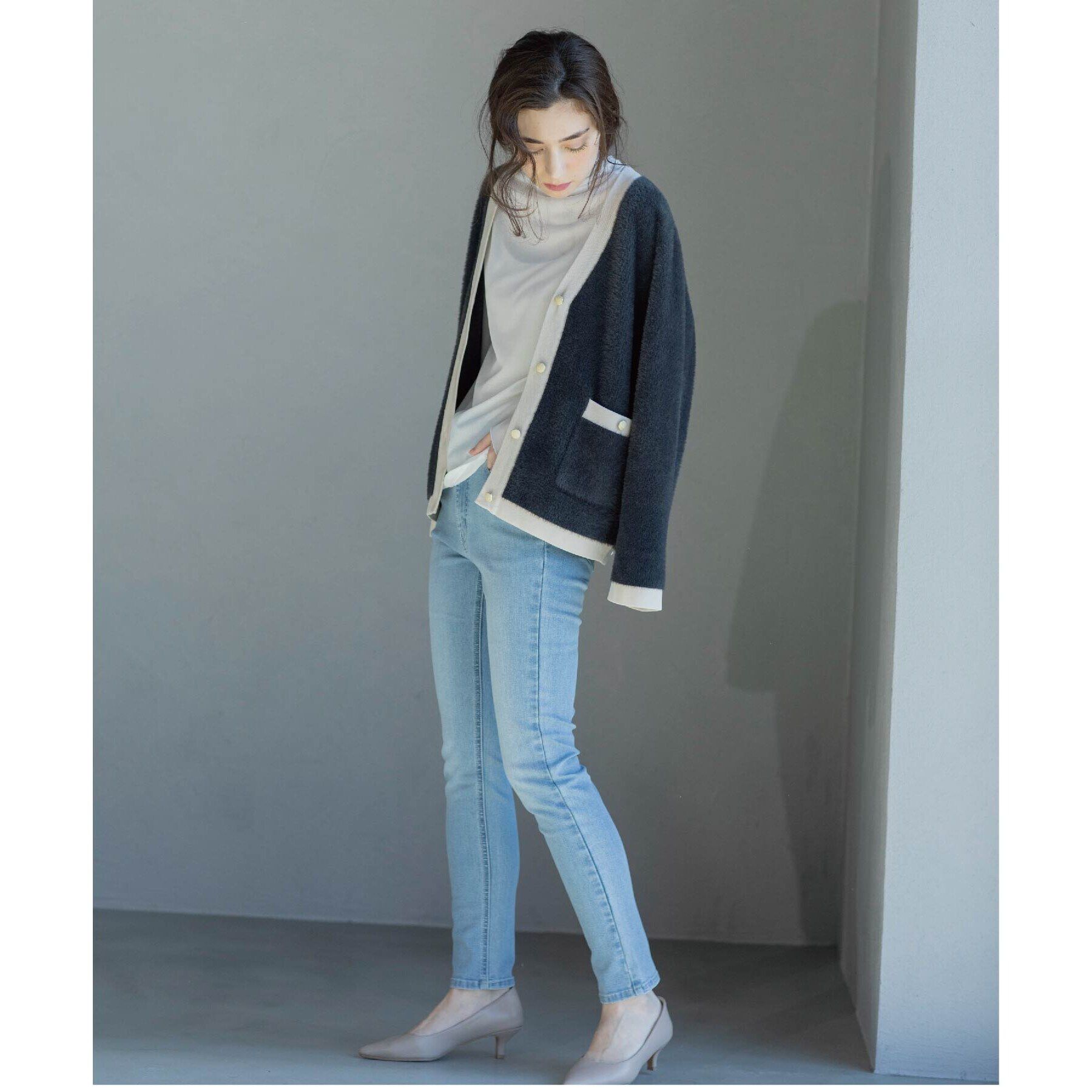 OPAQUE.CLIP「《SS-LLsize》ライクラストレッチスキニーデニムパンツ【洗濯機洗い可】」|デニム|