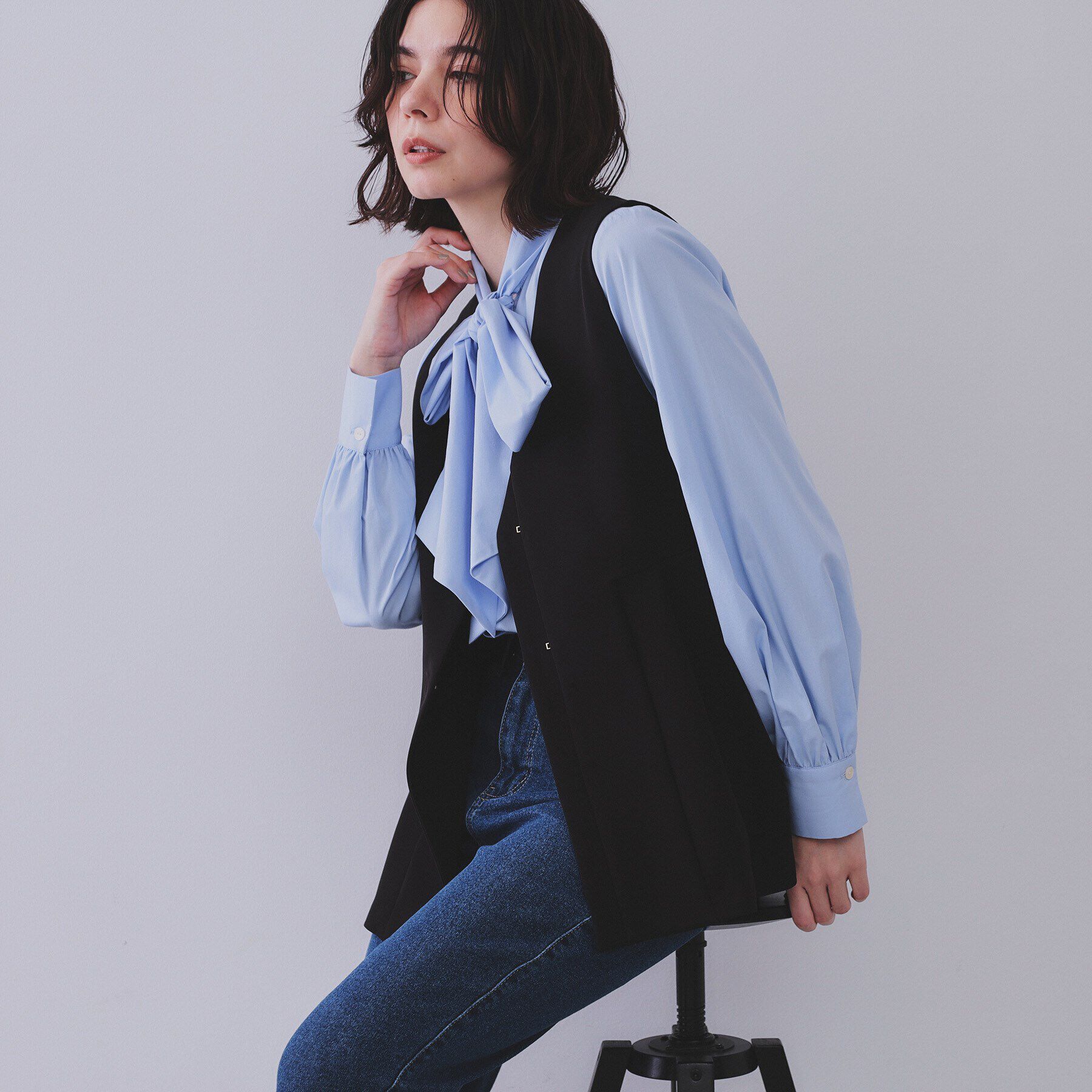 OPAQUE.CLIP「《通勤対応/セットアップ対応》ペプラムジレ【洗濯機洗い可】」|ベスト・ジレ|