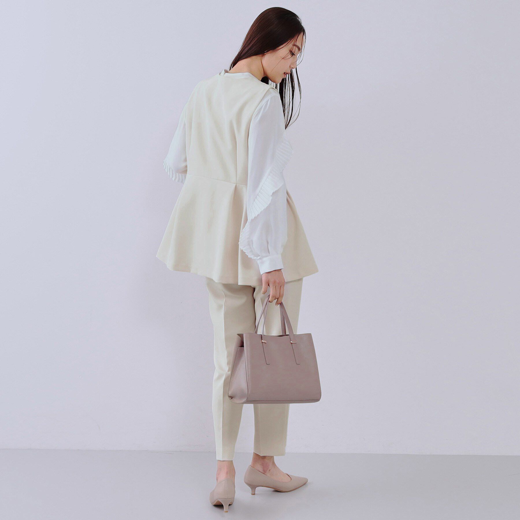 OPAQUE.CLIP「《通勤対応/セットアップ対応》ペプラムジレ【洗濯機洗い可】」|ベスト・ジレ|