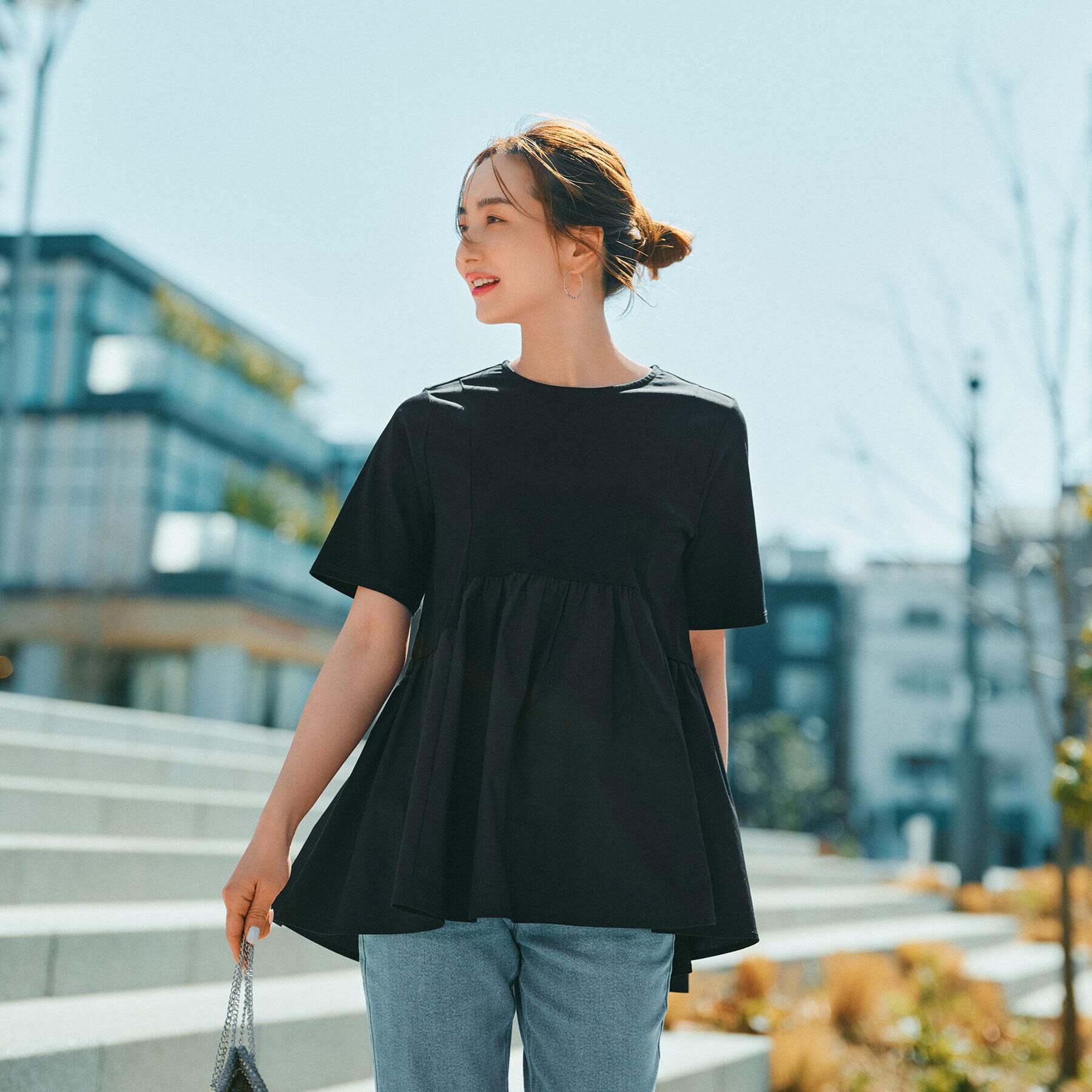 OPAQUE.CLIP「ペプラムドッキングカットソー【洗濯機洗い可】」|Tシャツ・カットソー|