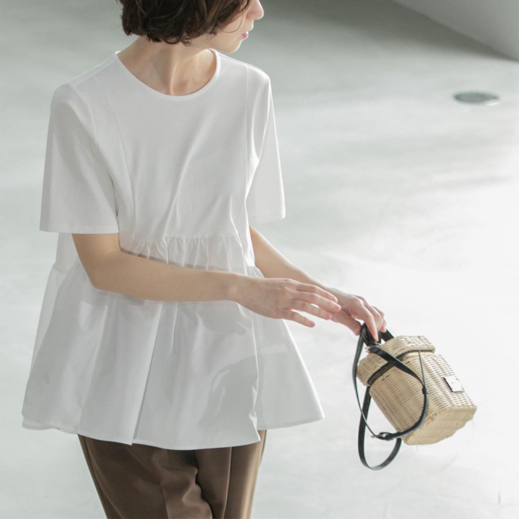 OPAQUE.CLIP「ペプラムドッキングカットソー【洗濯機洗い可】」|Tシャツ・カットソー|