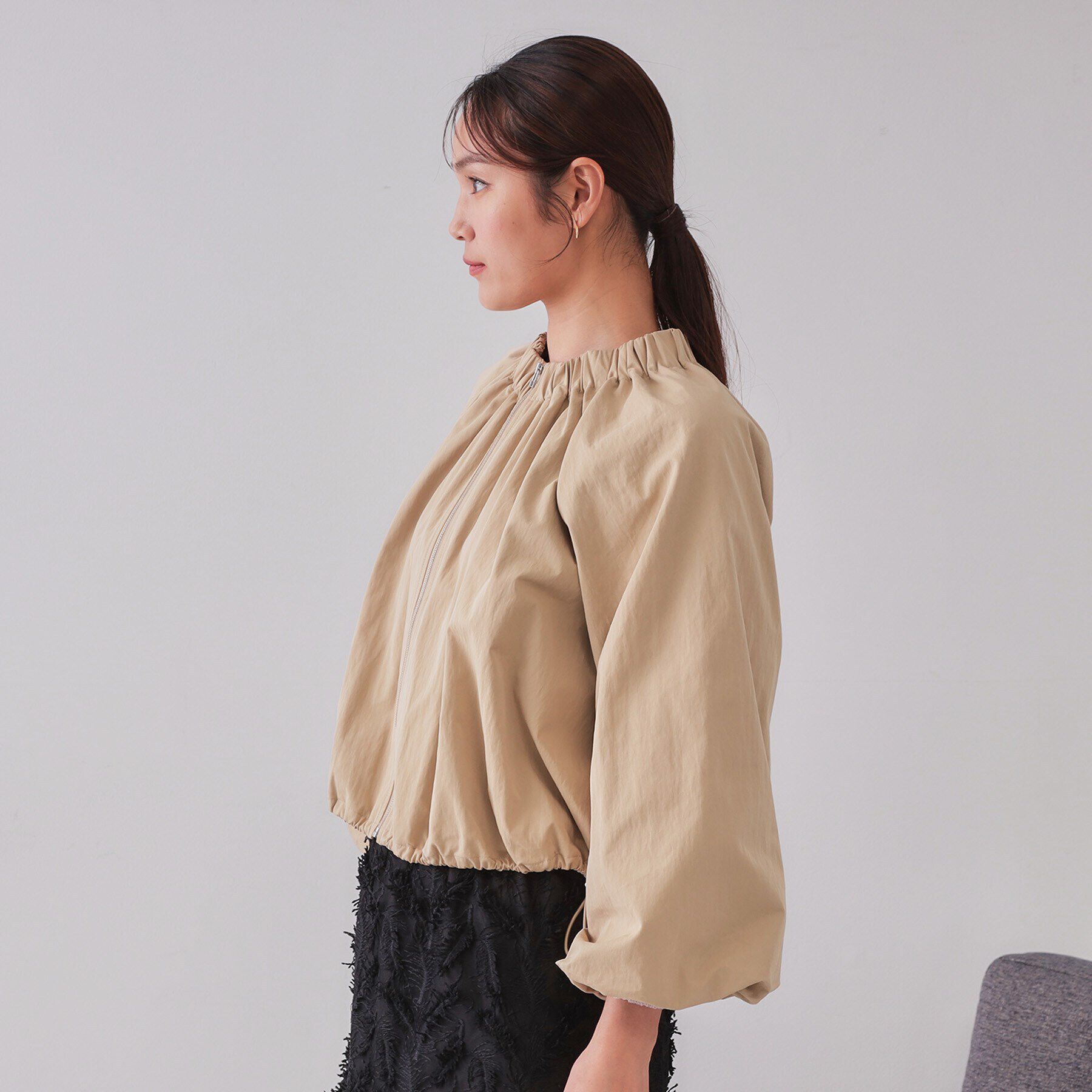 OPAQUE.CLIP「バルーンスリーブZIPブルゾン【洗濯洗い可】」|ブルゾン・スタジャン|