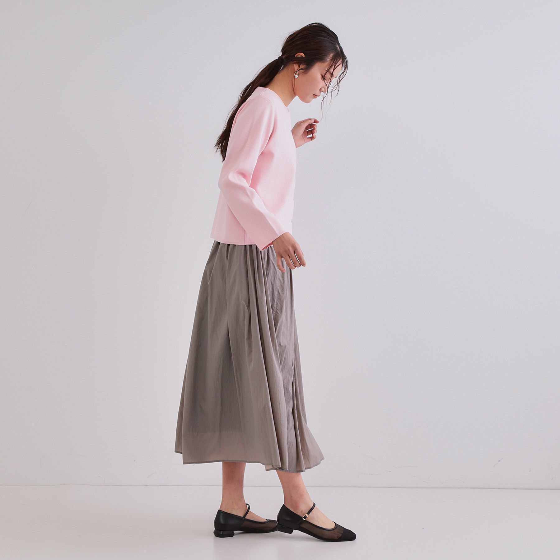 OPAQUE.CLIP「シアーヴィンテージイージーフレアスカート【洗濯機洗い可】」|スカート|