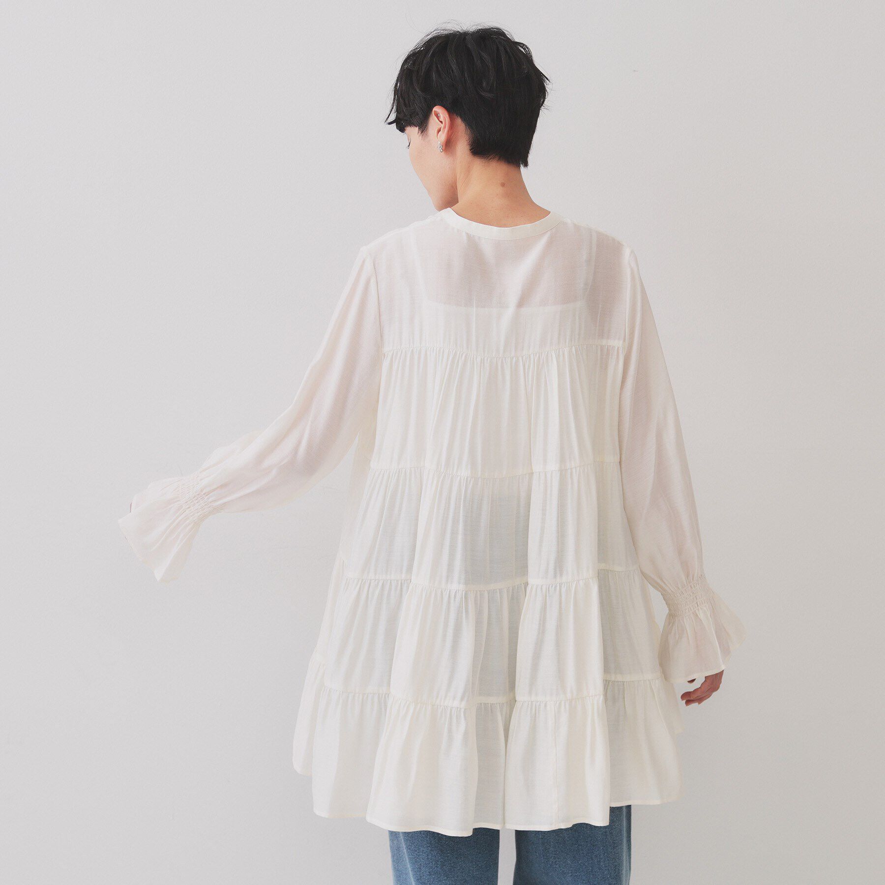 OPAQUE.CLIP「ティアードチュニックブラウス【洗濯機洗い可】」|チュニック|