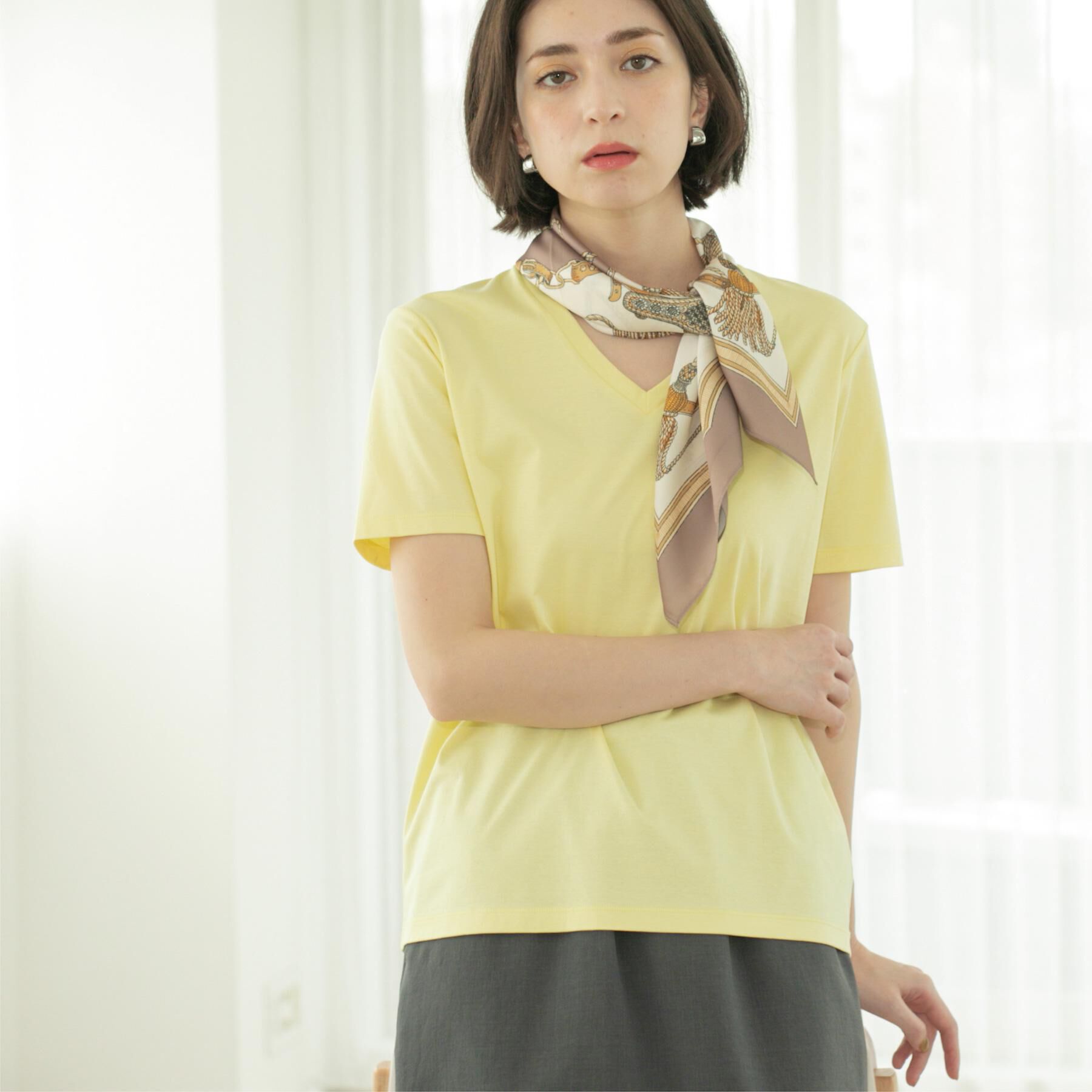 OPAQUE.CLIP「《5色展開/SS-LLサイズ》VネックベーシックTシャツ【接触冷感/洗濯機洗い可】」|Tシャツ・カットソー|